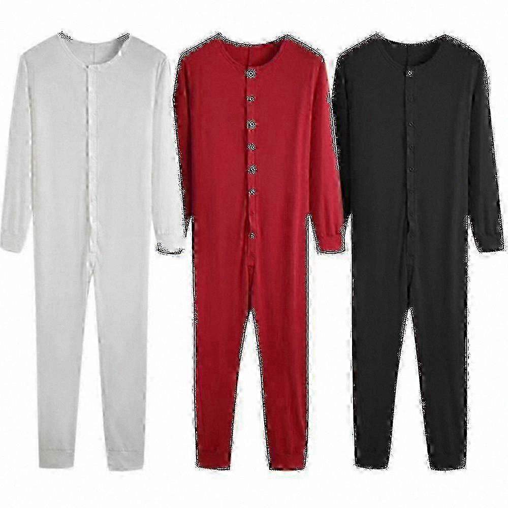 Men's One-Piece Long Johns Pajama Set