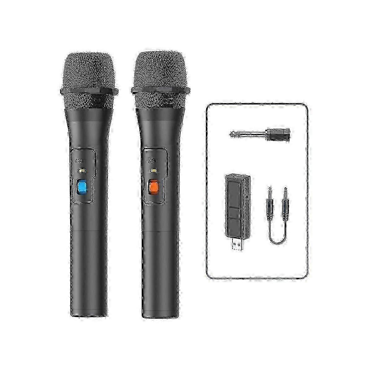 Hot 2pcs Wireless Microphone System Kits Usb Receiver Handheld Home Party Smart Tv Speaker Singing Mic