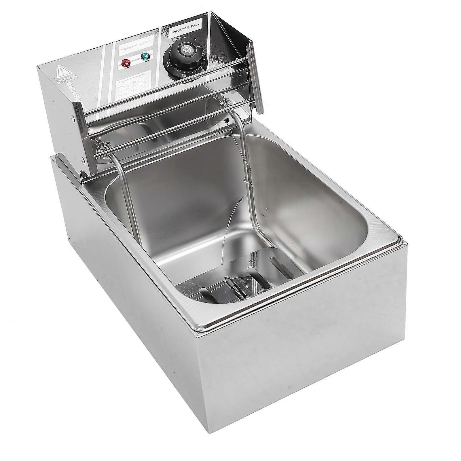 Electric Fryer Stainless Steel 6L Single Basket Adjustable Temperature Countertop Frying Machine for Commercial Use EU Plug 220V 2500W 