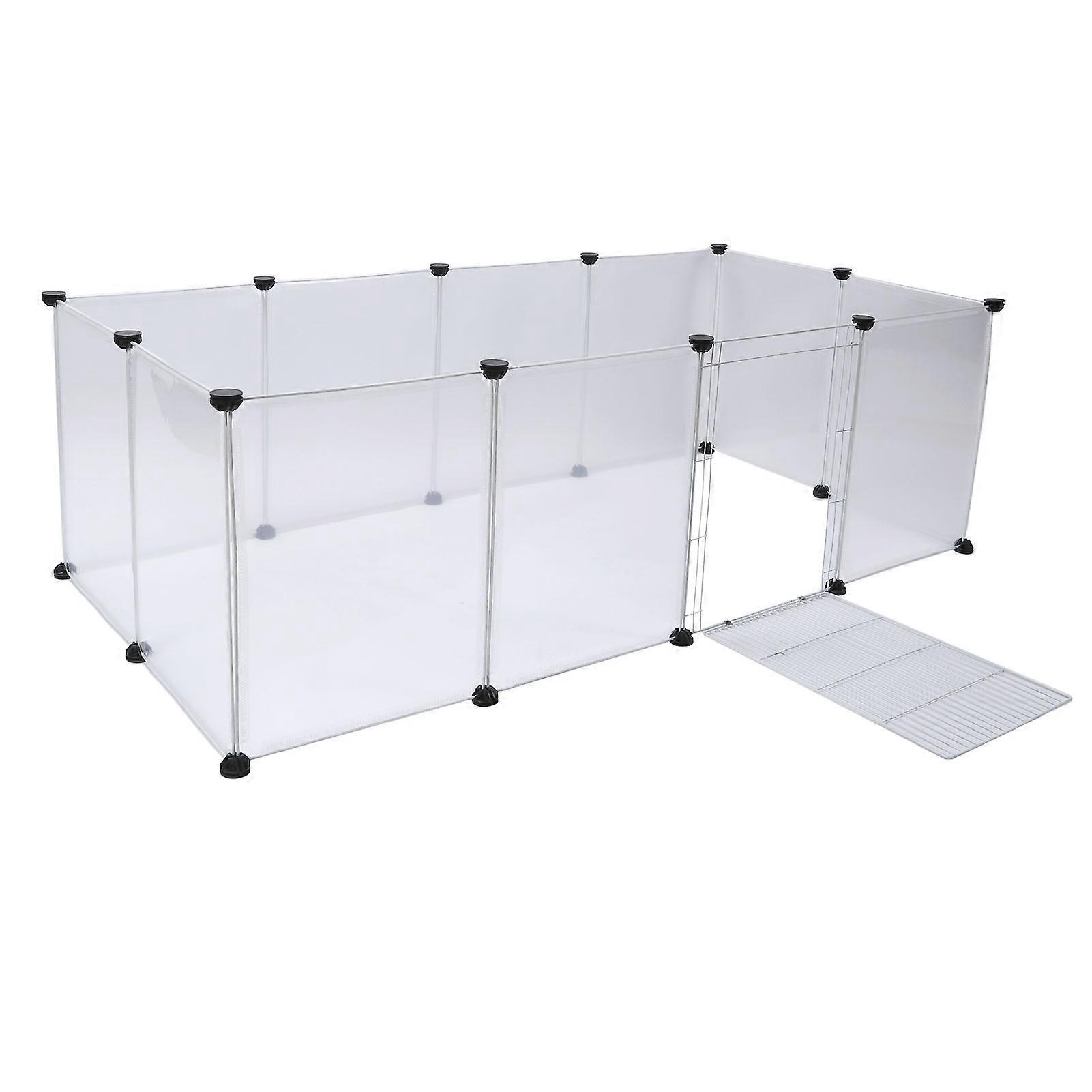 Pet Fence Portable Easy Assembly Translucent Plastic Cat Dog Enclosure for Small Medium Pet 12 Pieces L