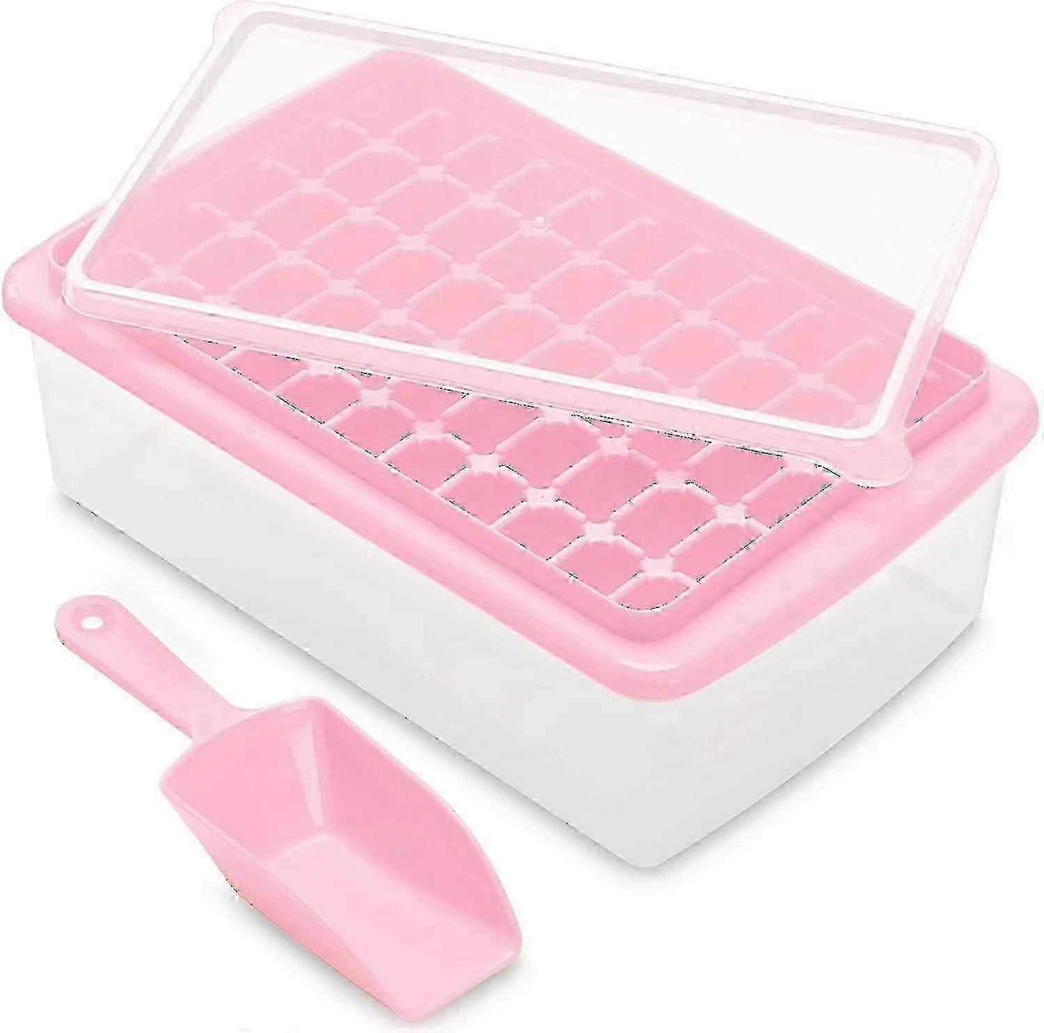 Ice Cube Tray with Lid & Bin for Freezer - 55 Mini Nugget Ice Molds with Container & Scoop - Perfect for Parties & Drinks
