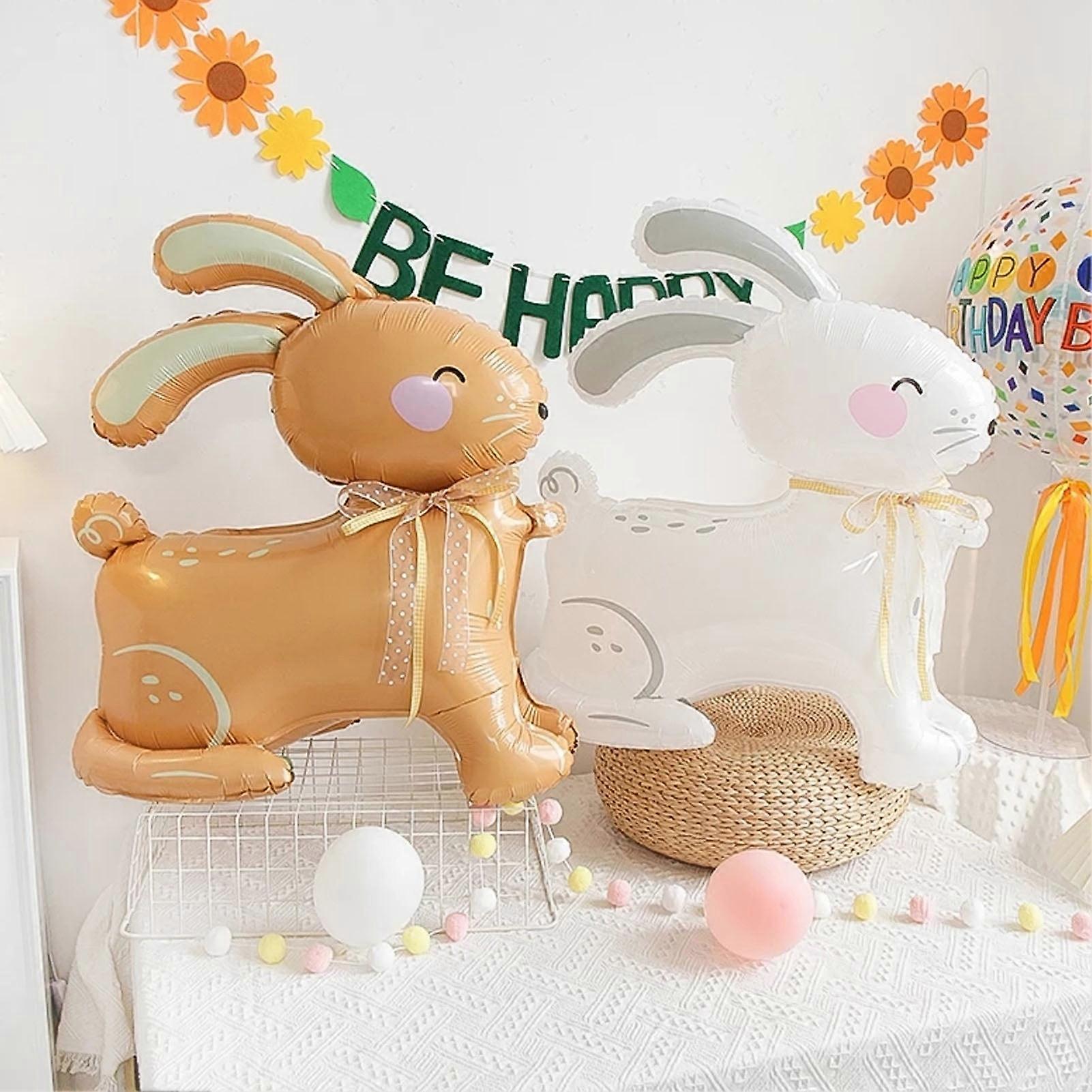 Lovely 4D Standing Easter Bunny Inflatable Balloon - Yellow Rabbit Party Decoration, Compatible with SUSUchens Themed Scene Layout