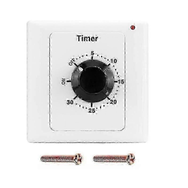 Timer Switch, AC 220V 15A Intelligent Mechanical Countdown Timer Socket Time Switch 86 Panel Timer Control Knob (30 Min)