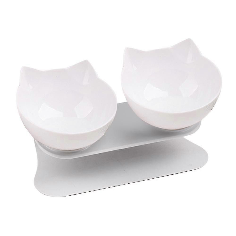 Double Bowl Cat Feeder,raised Cat Bowls With Stand No Spill