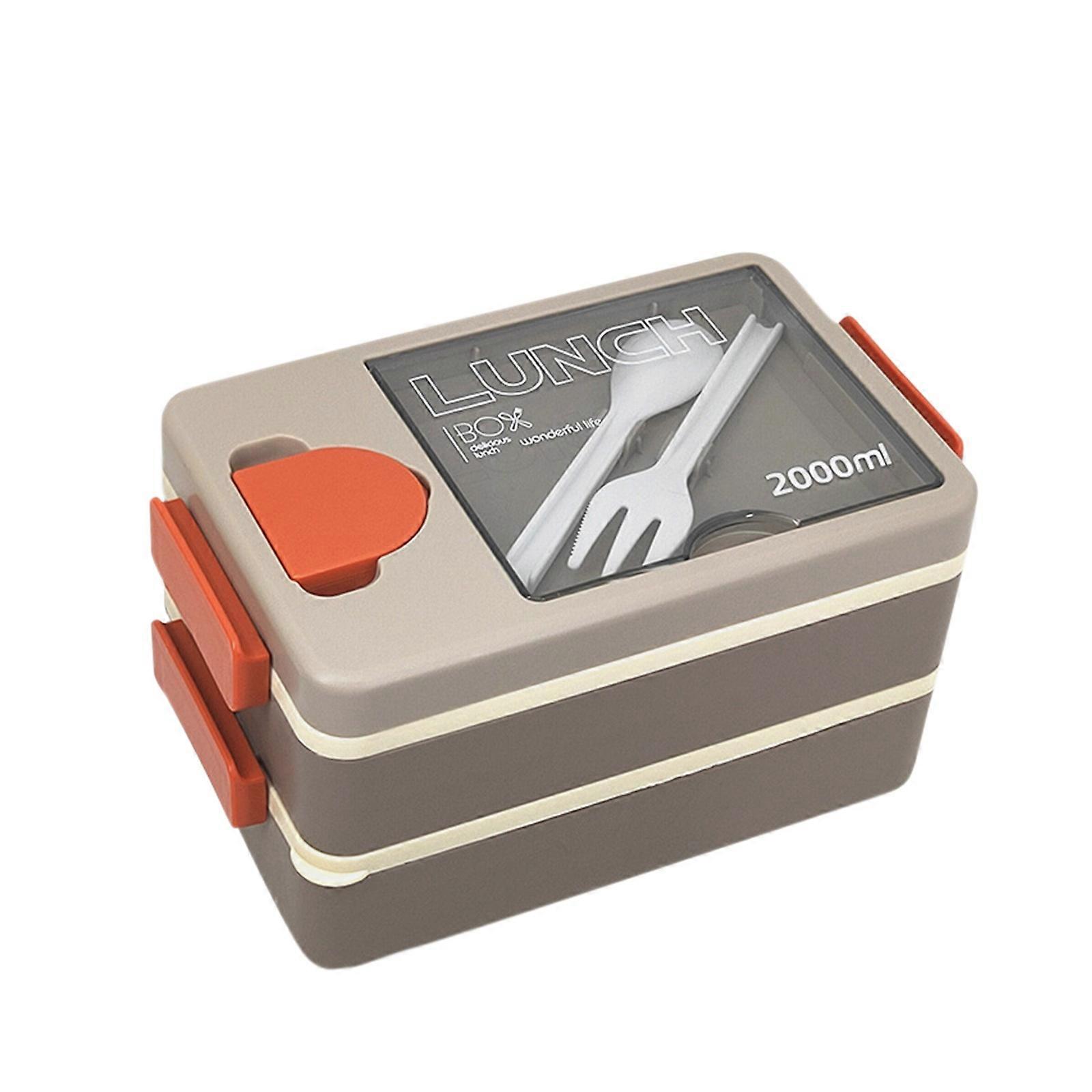 HKUKY Double-layer Student Lunch Box With Seasoning Box Worker Microwave Heating Lunch Box Student Special Compartment Lunch Box