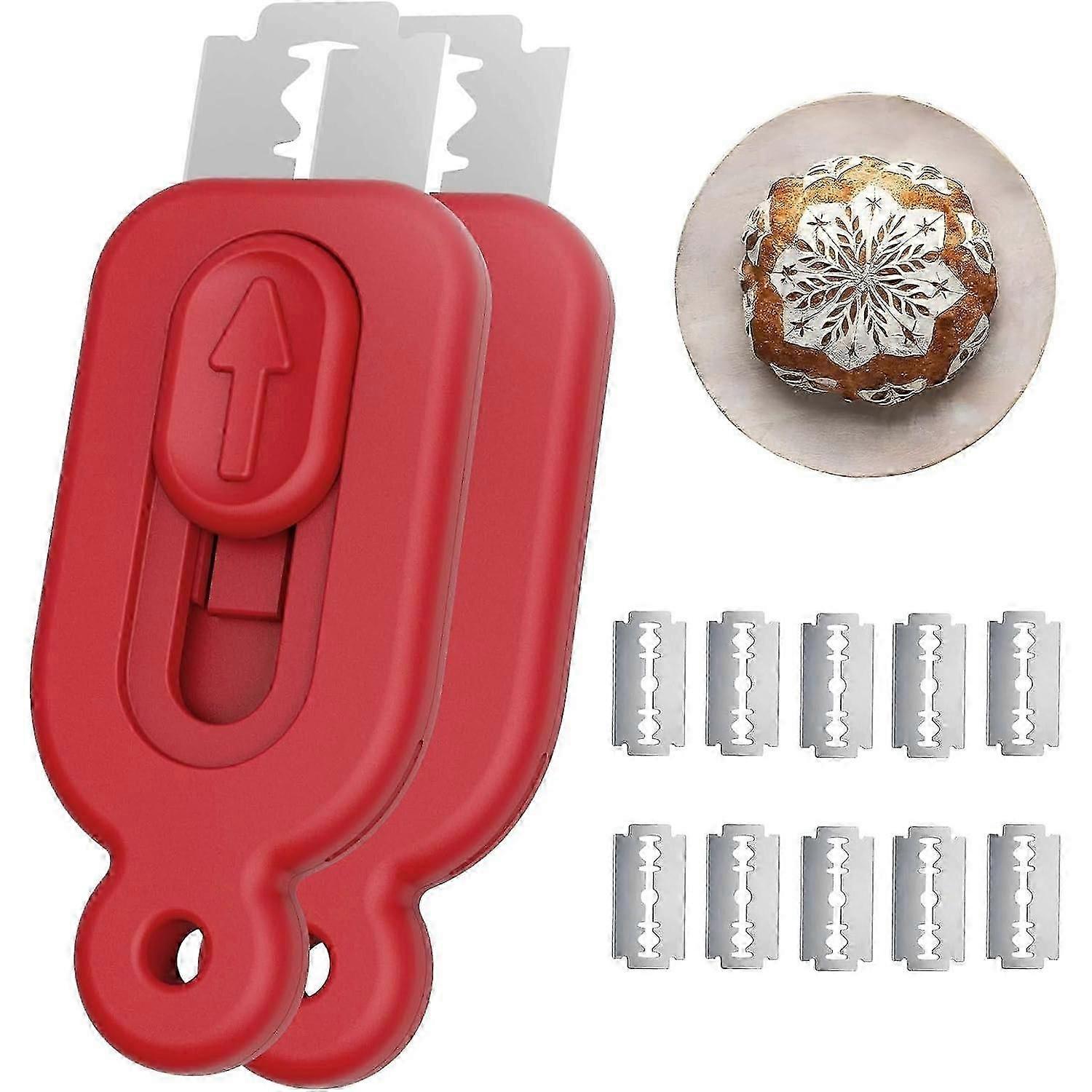 Brød Lame Dough Scoring Tool, 2stk Sourdough Brød Scorer Brød Making Cutter Blade med 10pcs Blader for hjemmelaget brød Baking Making Tools Rekvisita