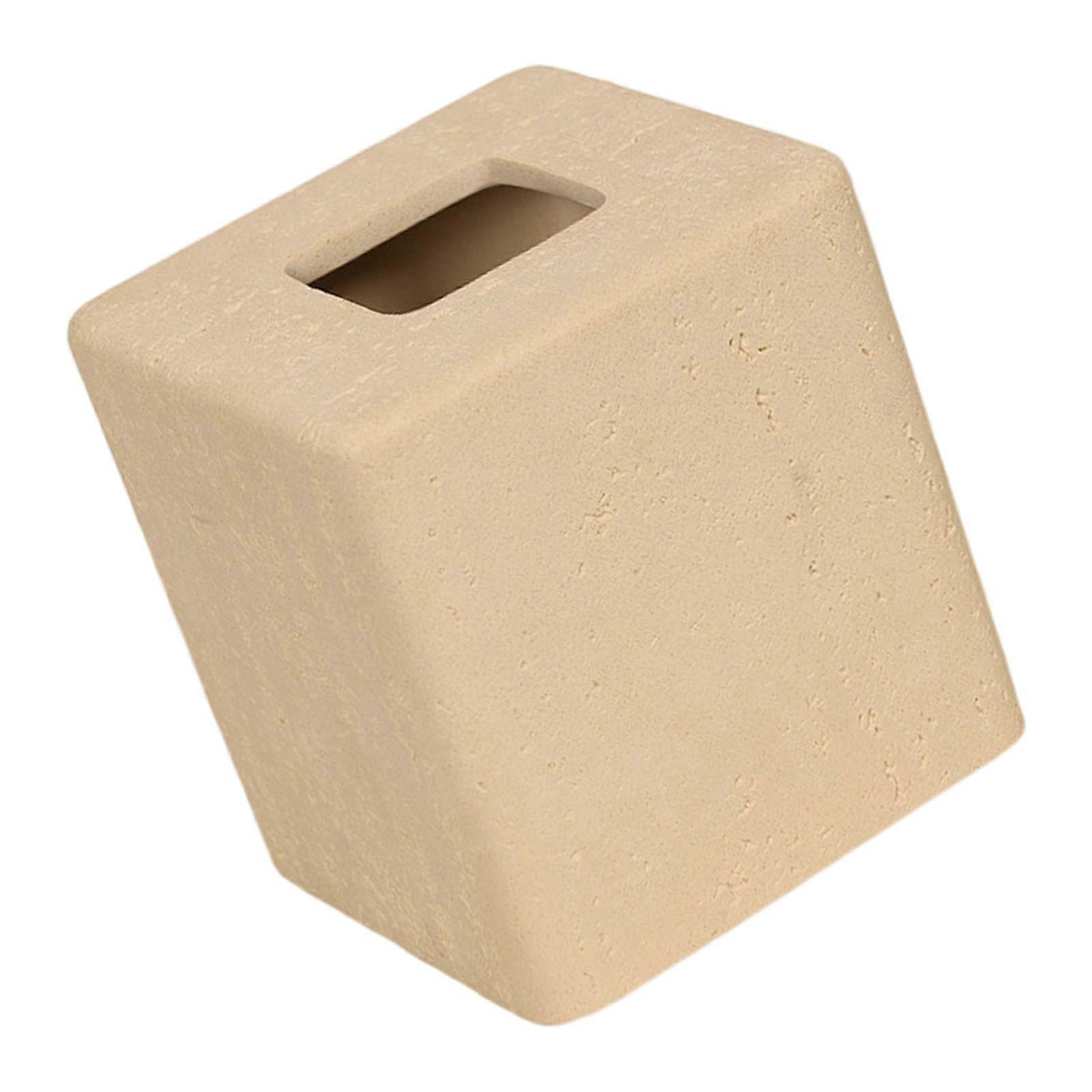 Antique Encouraged Rosin Desktop Tissue Dispenser Square Shape Multiple Functional Storage Space Saving Plan  Beige.