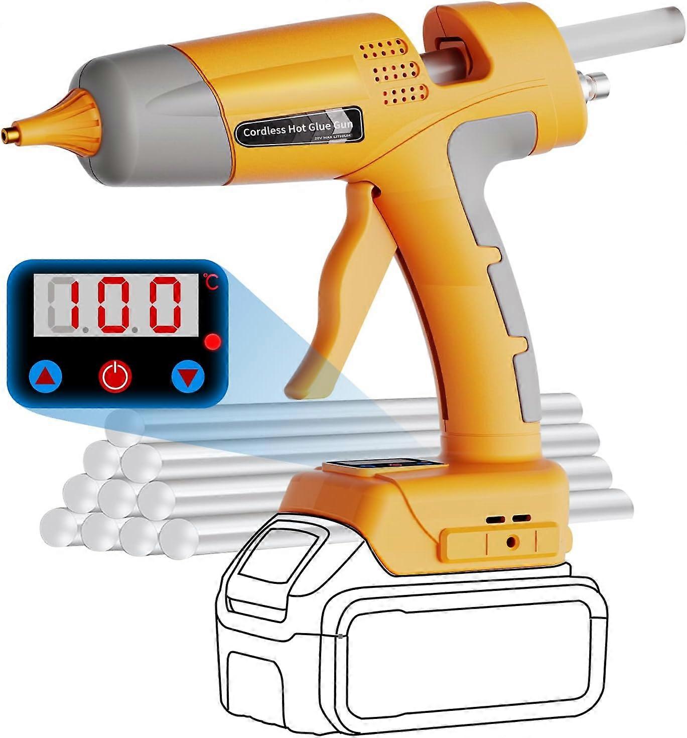 Cordless Hot Glue Gun Full Size for DeWalt 20V Battery 100W Portable Hot Glue Guns Adjustable Temp & Glue Output for Crafts & DIY Home Repairs