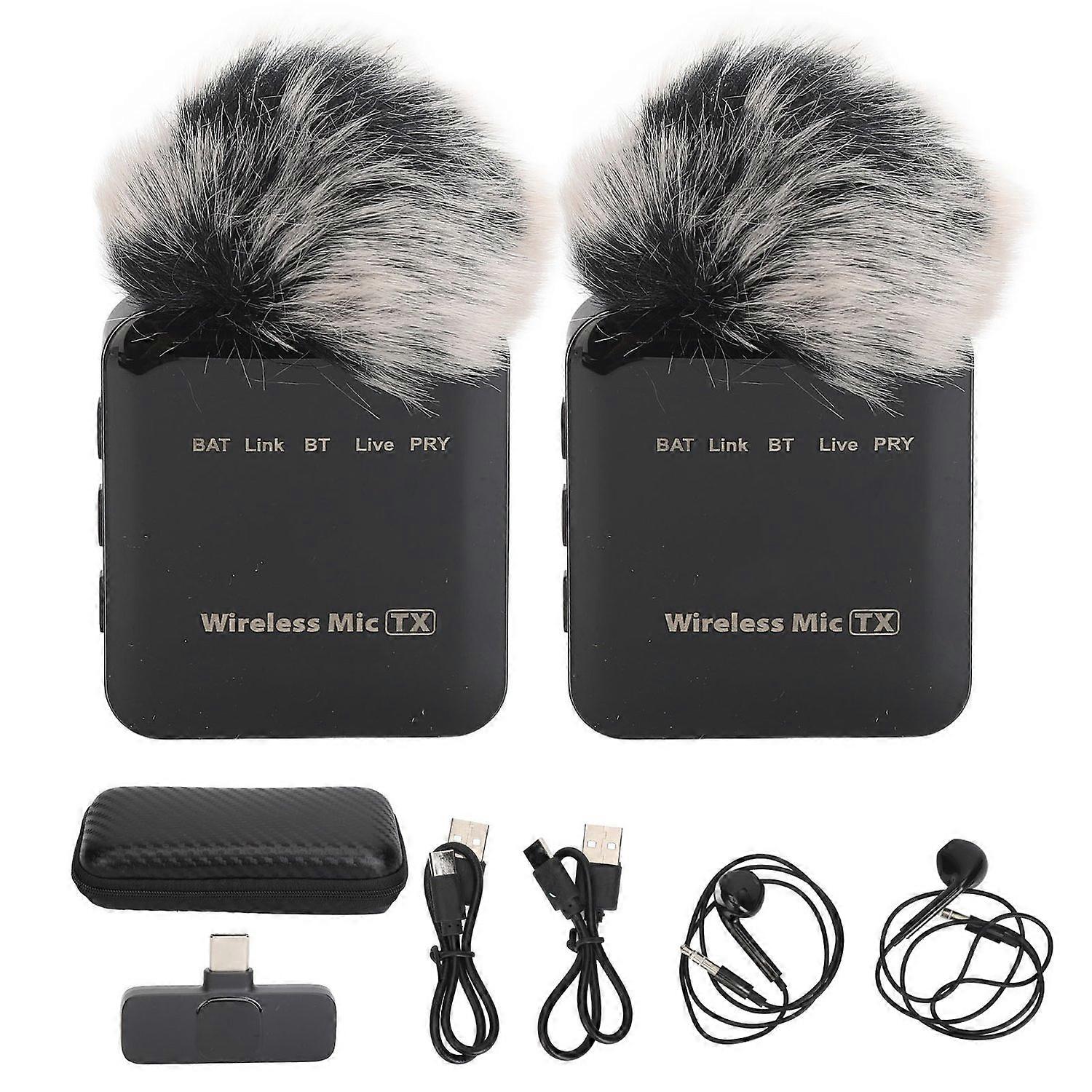 Dual Wireless Lavalier Microphone for Phone Laptop Computer Omnidirectional Lapel Microphone for Vid