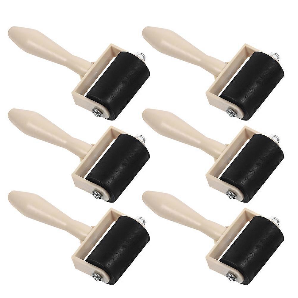 6Pcs Art Printmaking Roller For Kids Stamping And Embossing Projects Durable Rubber Material
