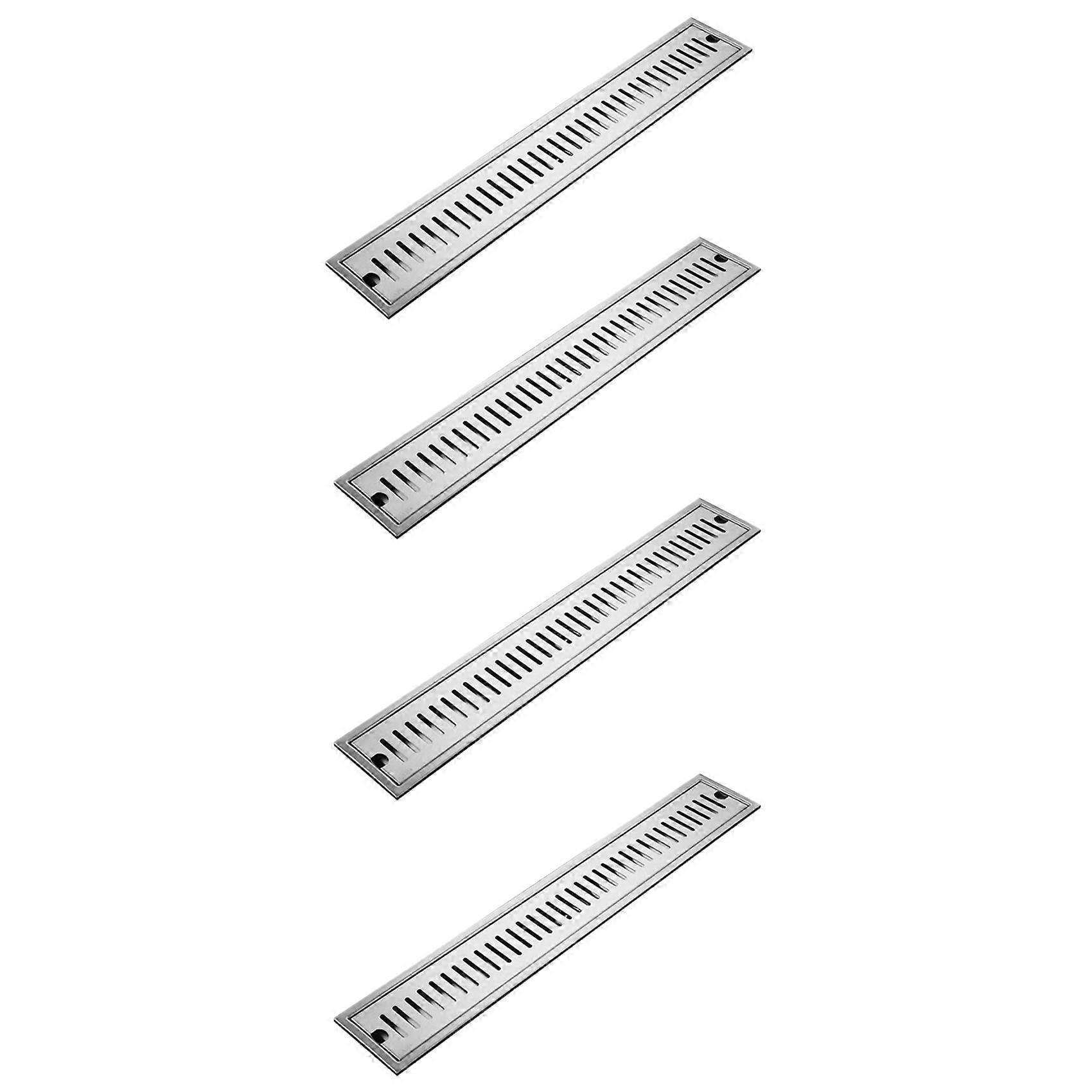 4X Rectangular Linear Shower Floor Drain Long Linear Drainage Channel Drain for Hotel Bathroom Kitchen Floor 20cm