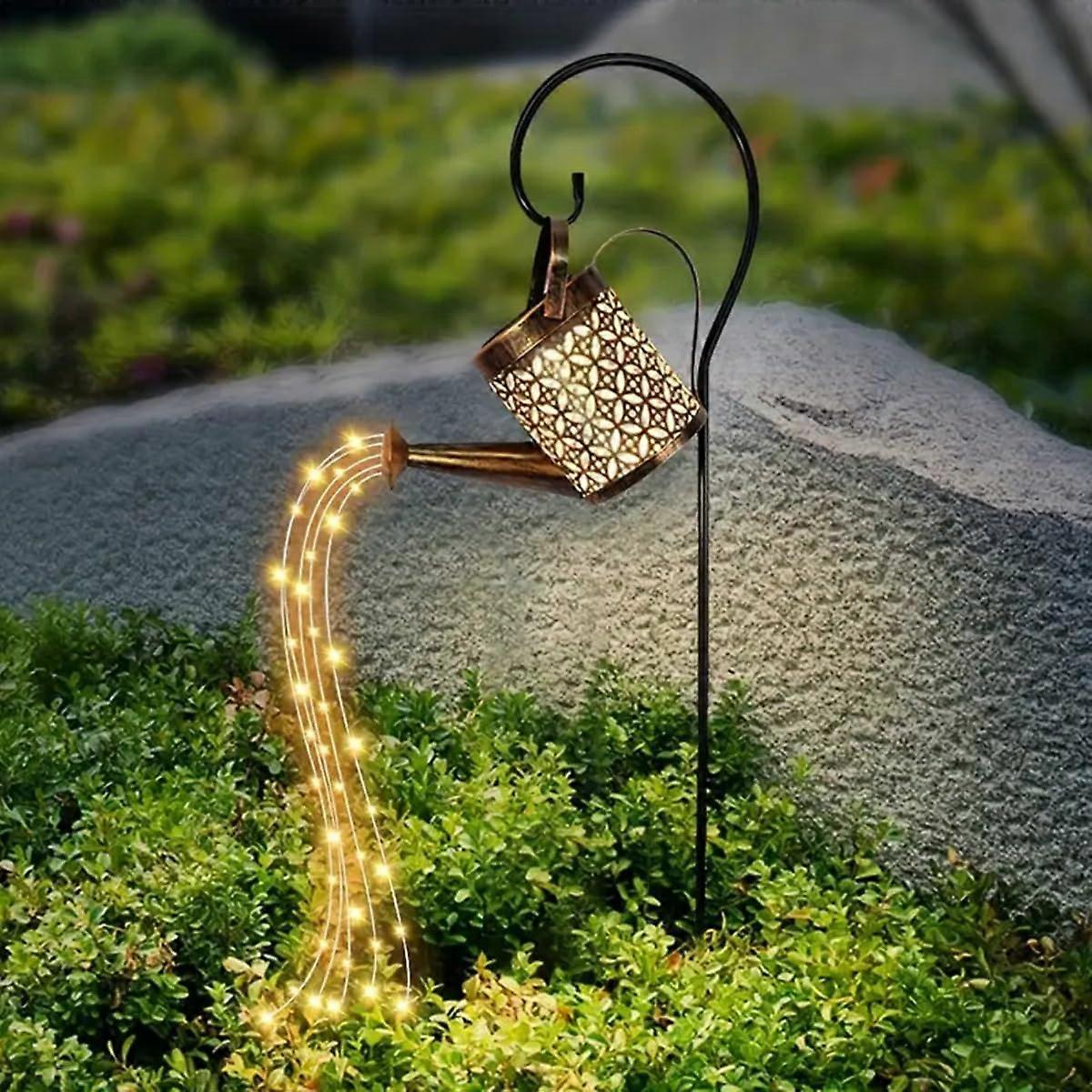 Solar Powered Watering Can Garden Light with Twinkling LED Lights and Weatherproof Vintage Design