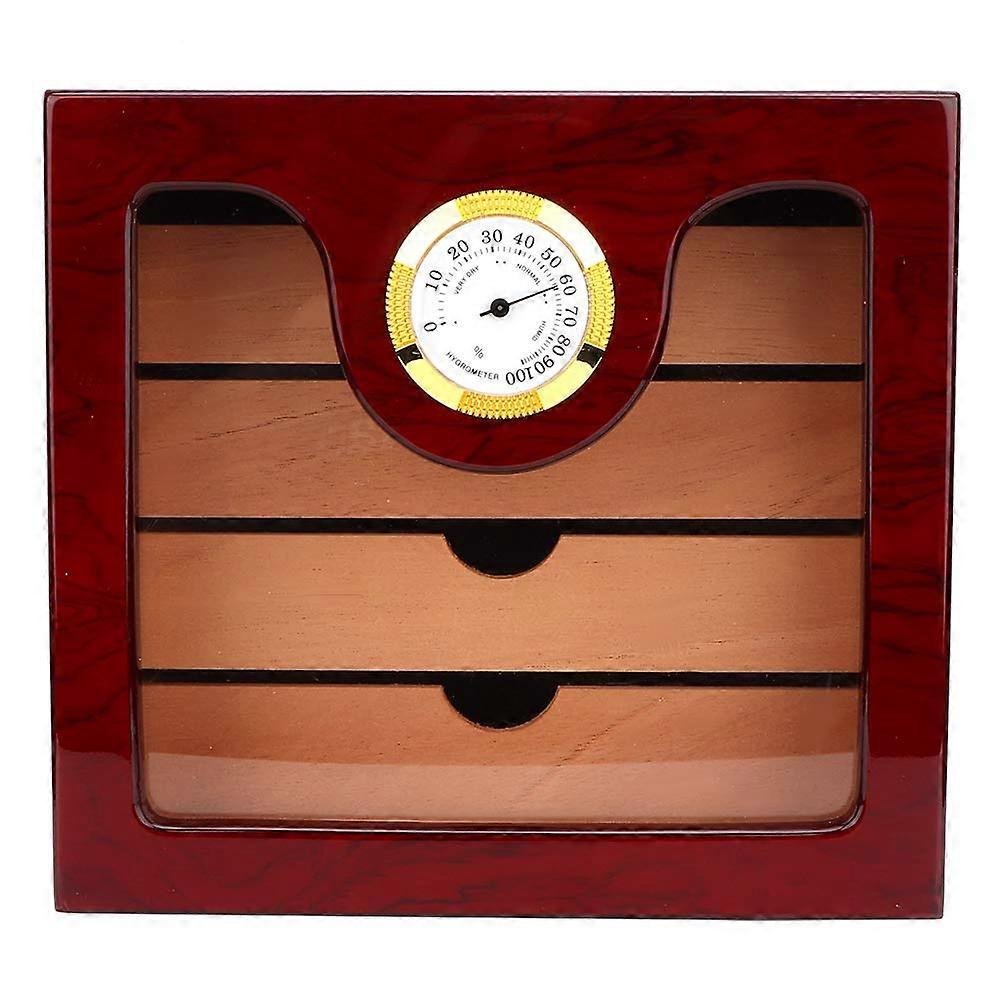 Large Cedar Wood Cigar Humidor Cabinet with GoldPlated Hygrometer and 4 Drawer Storage
