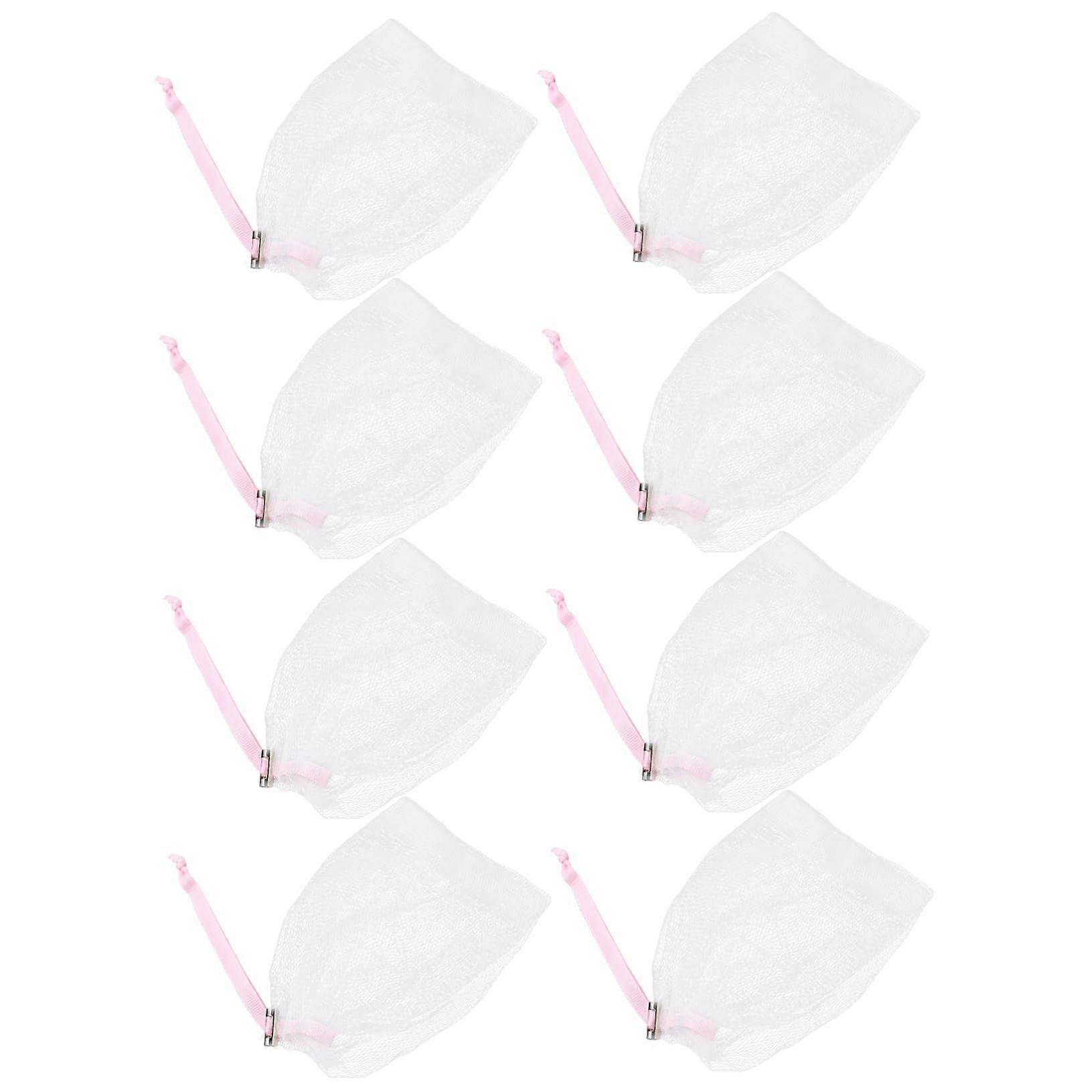 8pcs Exfoliating Soap Bag with Foaming Mesh for Shower, Gentle Skin Scrub, Pink
