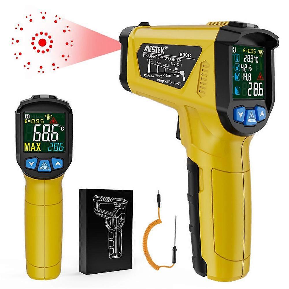 MESTEK 800C Handheld Infrared Temperature Measurer High-Precision Industrial Temp Humidity Meter Portable Thermometer with 12-Poin