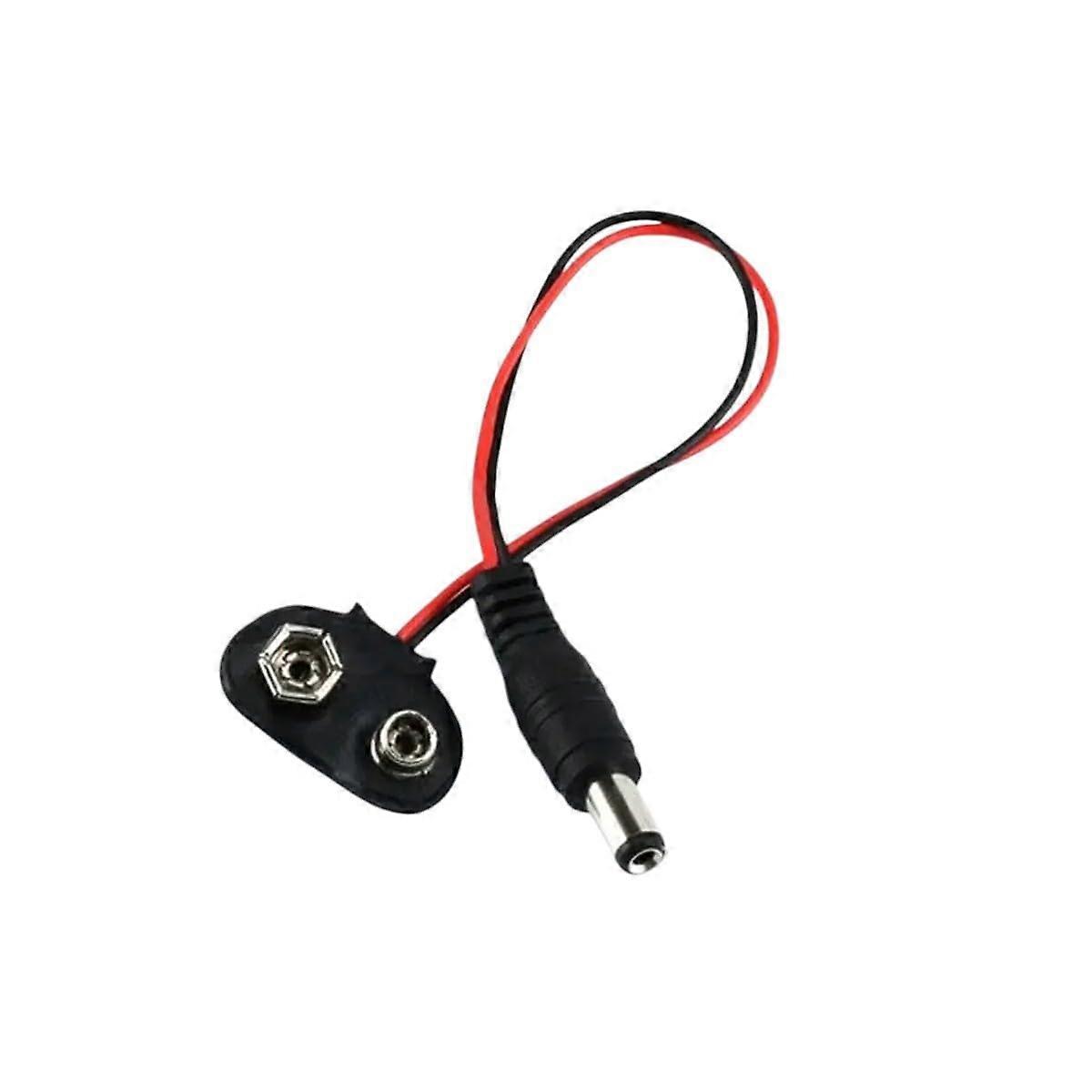 9V Battery Clip Connector with DC Barrel Plug for Arduino DIY Electronics, 5 Pcs Easy Install
