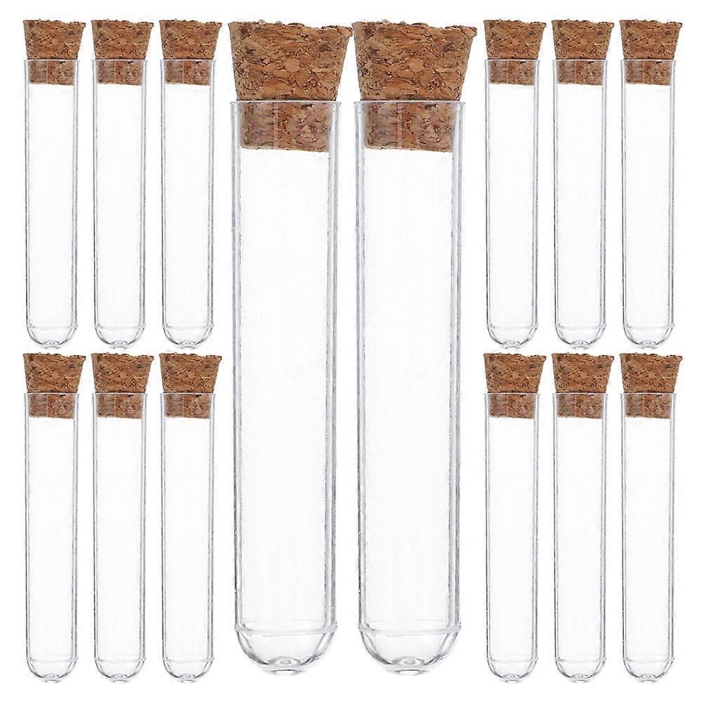 40Pcs Plastic Test Tubes for Lab Use with Cork Stopper Transparent Tubes