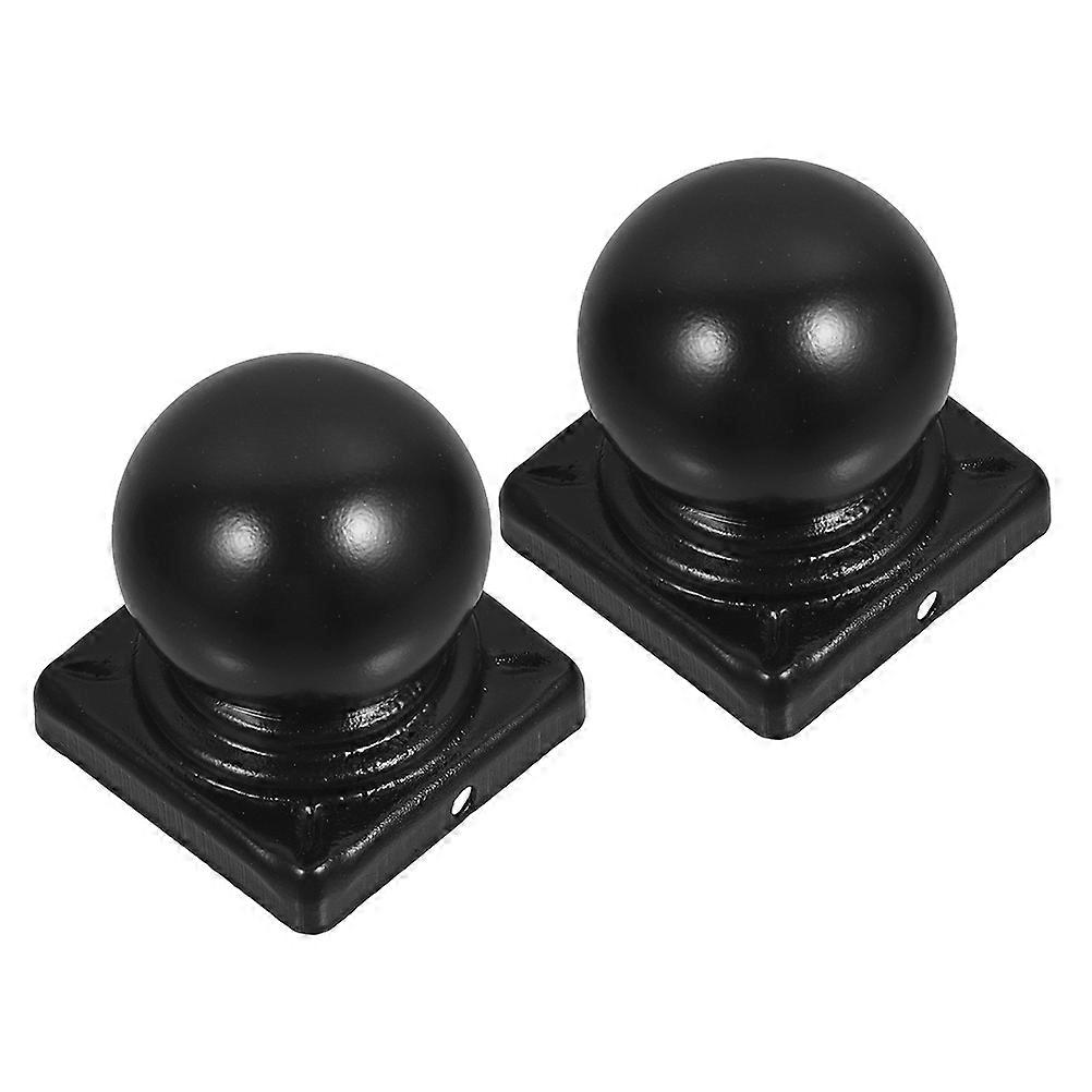 Black Metal Fence Post Caps for 6Pcs Durable Iron Round Finials Set