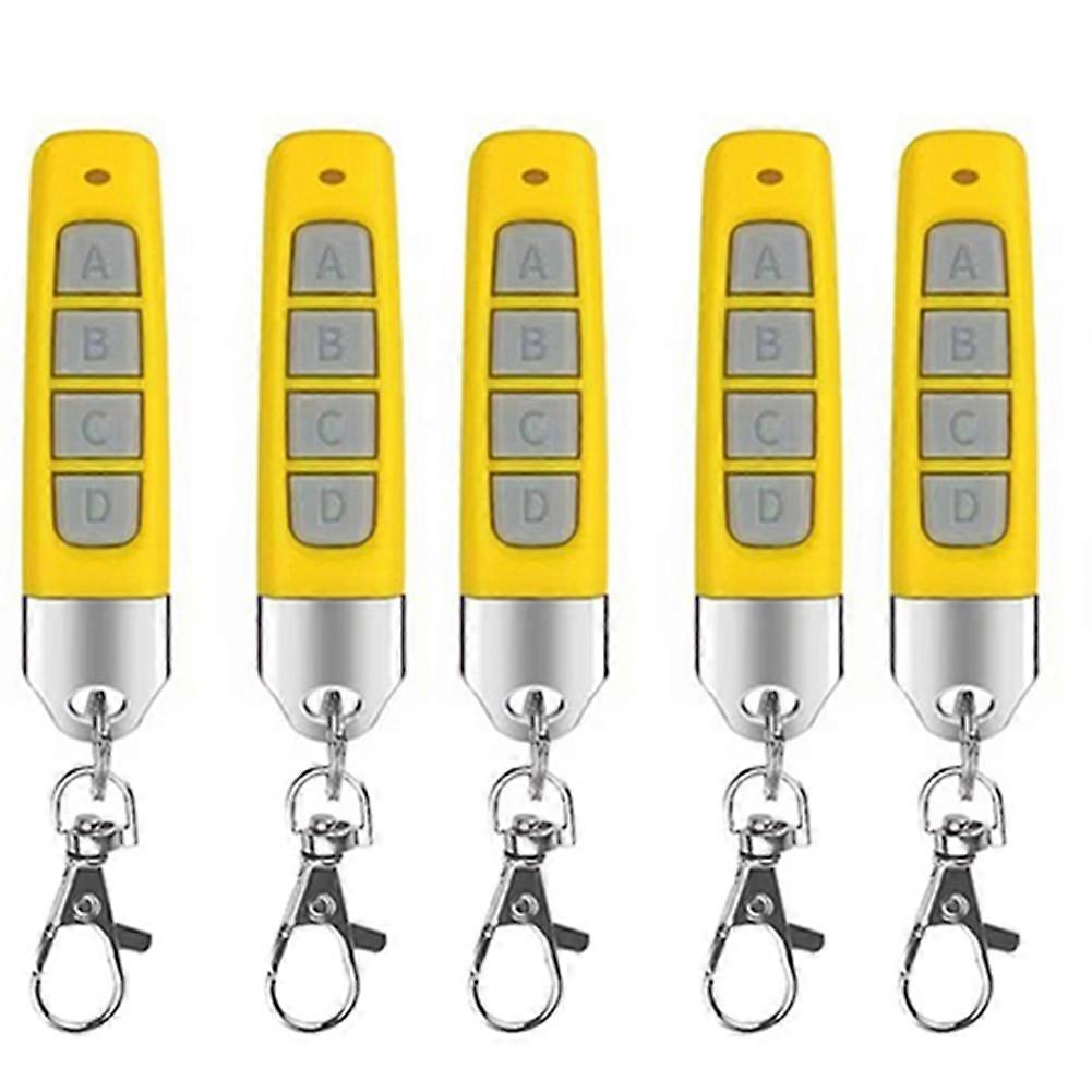 5pcs 433MHz Remote Control Compact Wireless Duplicator for Garage Doors Gates Systems Universal Compatibility Yellow