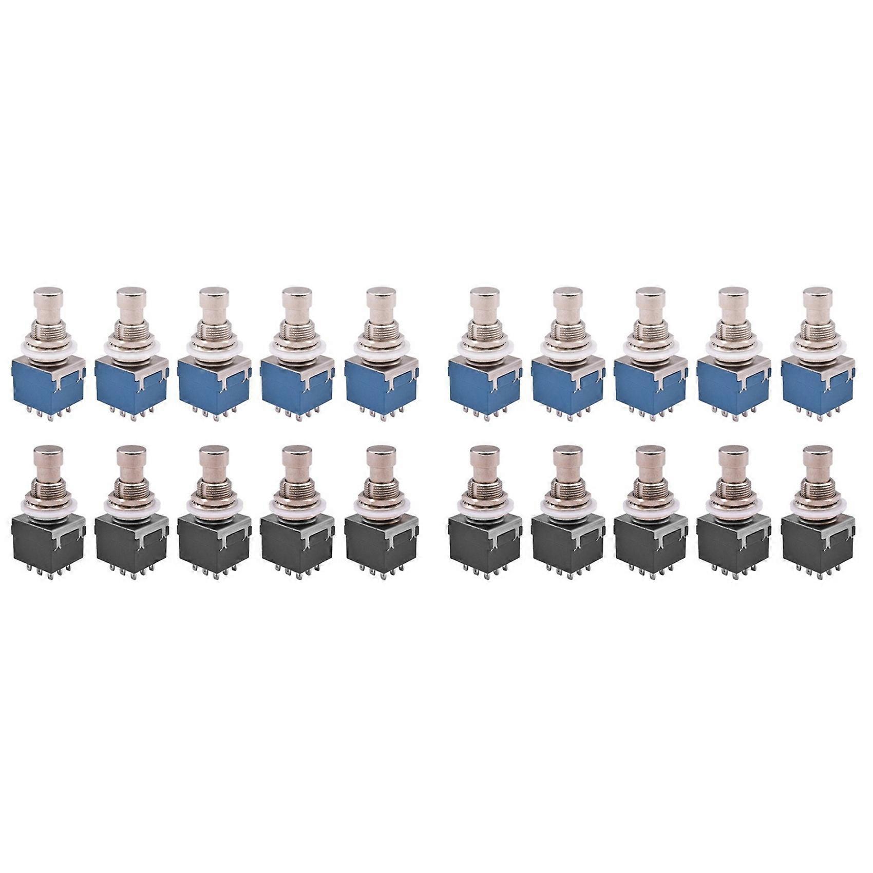 20PCS 3PDT Guitar Effects Stomp Switch Guitar Foot Switches 9 Pin Latching Push Button Switch on-on with Solder Terminal