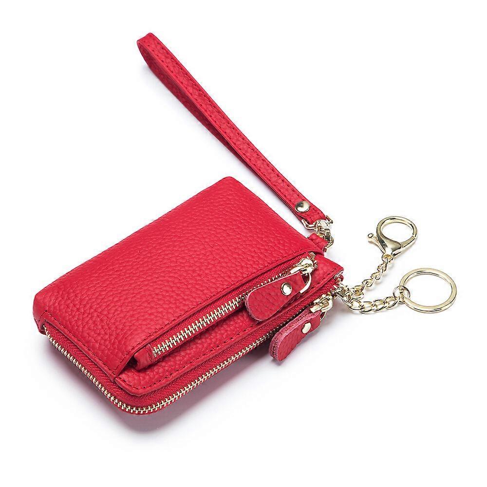 Compact Size Women Soft Leather Zipper Clutch Wallet Small Handbag with Wristlet