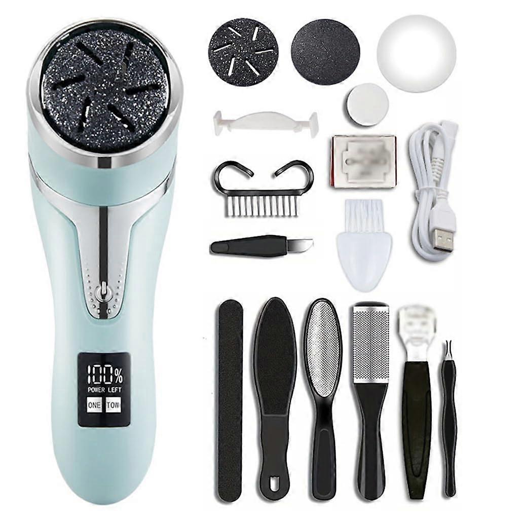 Electric Foot Grinder Callus Remover Set with Digital Display, Dual Speeds, Rechargeable, 10Piece