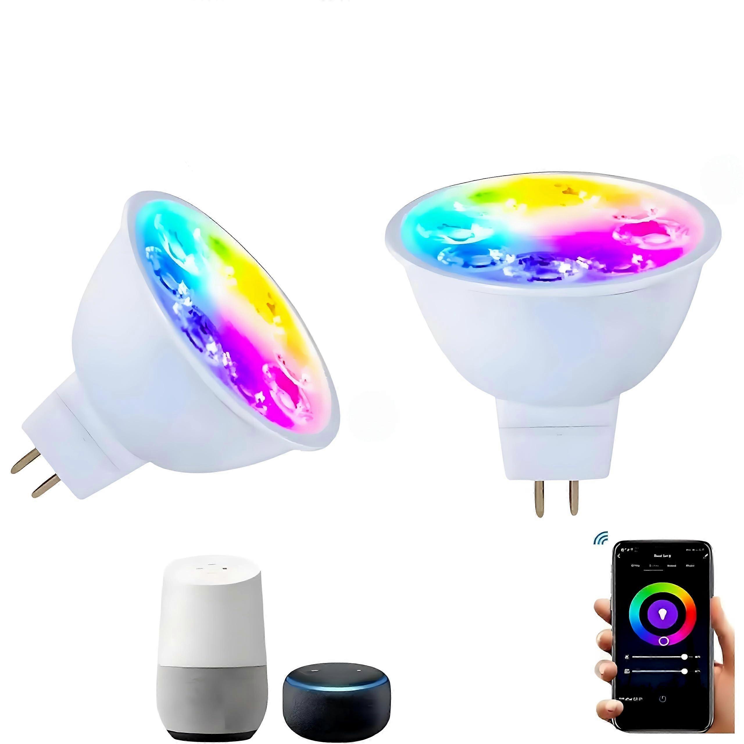 Smart MR16 LED Bulb GU5.3 Dimmable Color Changing WiFi Bluetooth Works with Alexa Google 2 Pack
