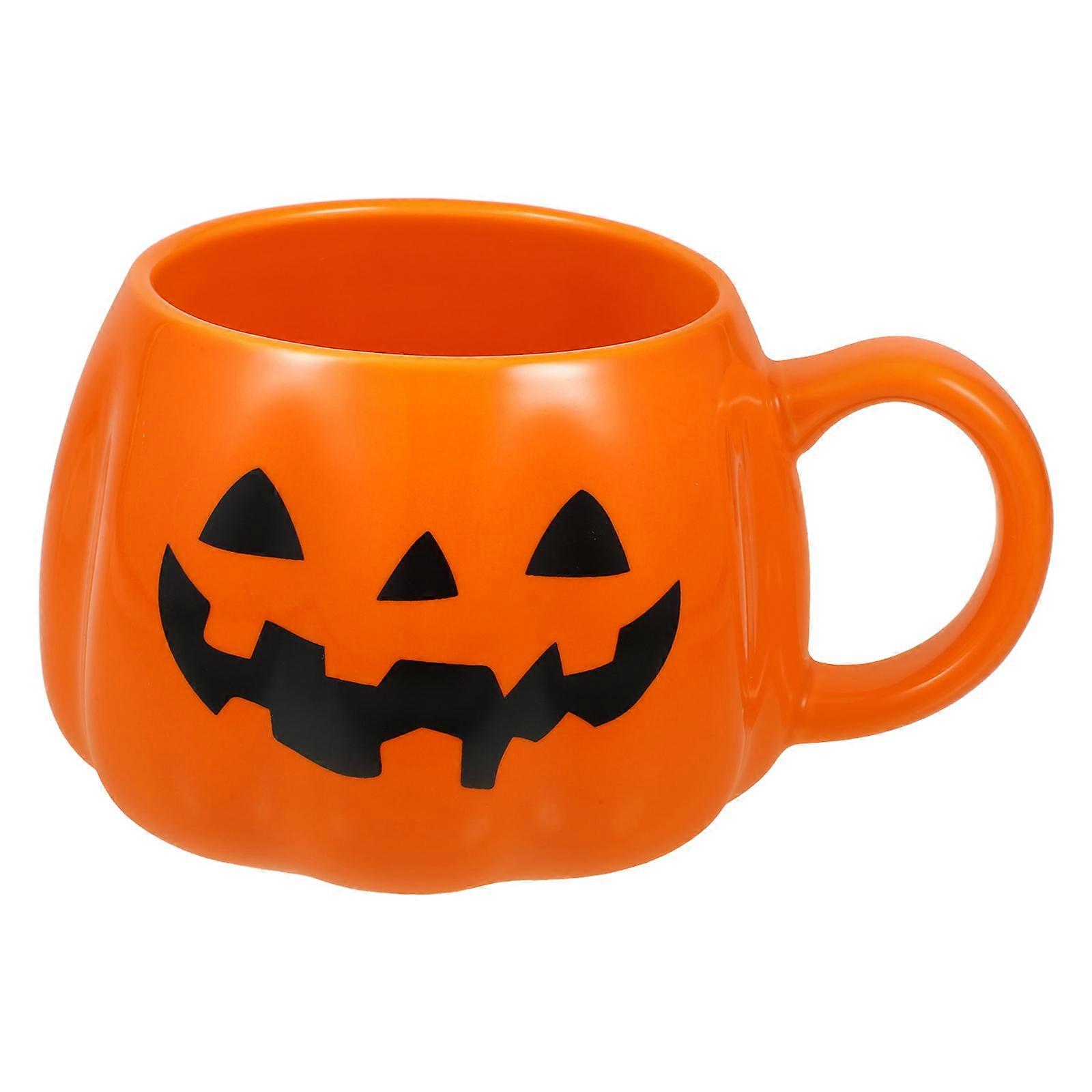 Ceramic Pumpkin Mug for Halloween Drinks Black Coffee Mug