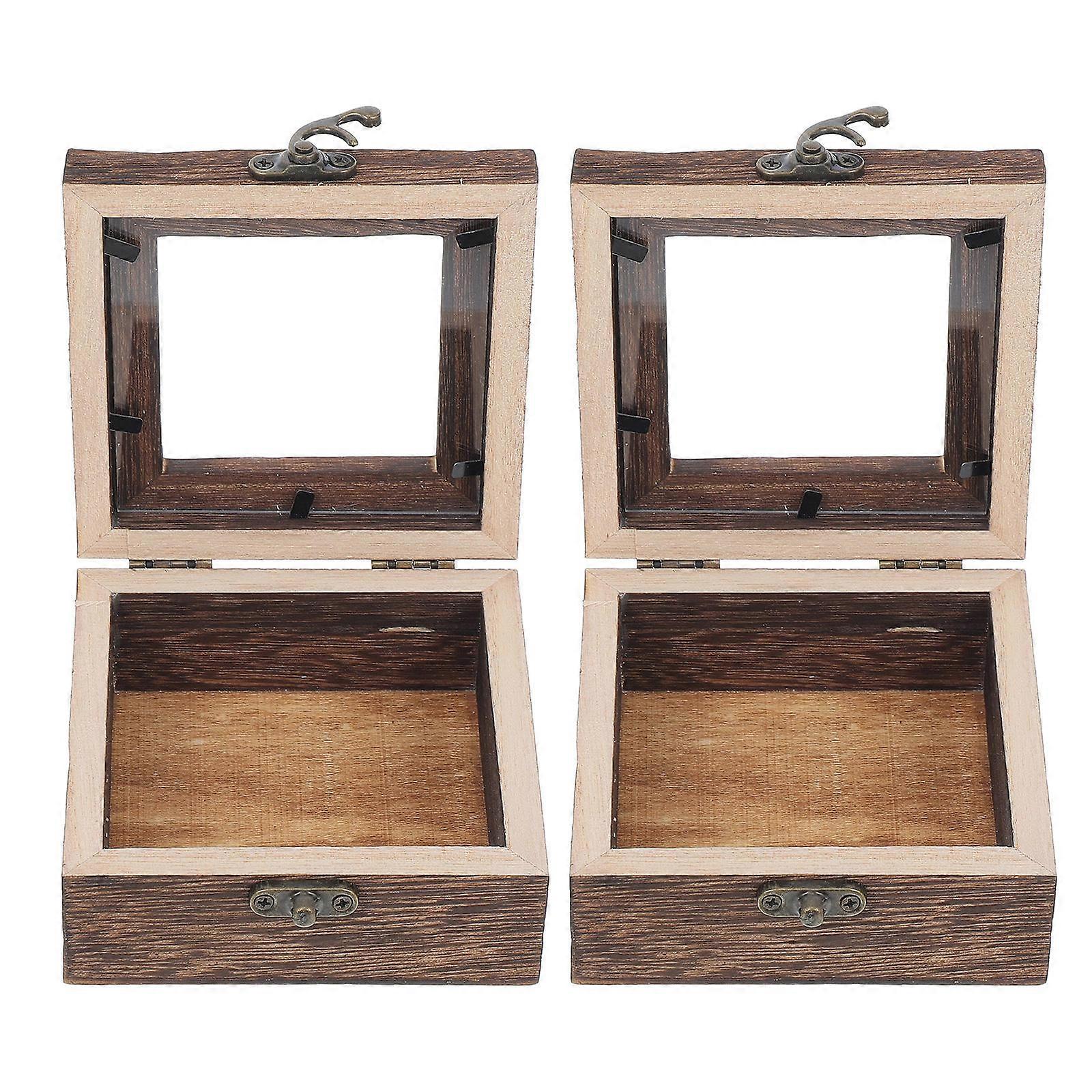 Insect Display Case Butterfly Specimen Box for Display 2Pcs Rustic Wood Brown