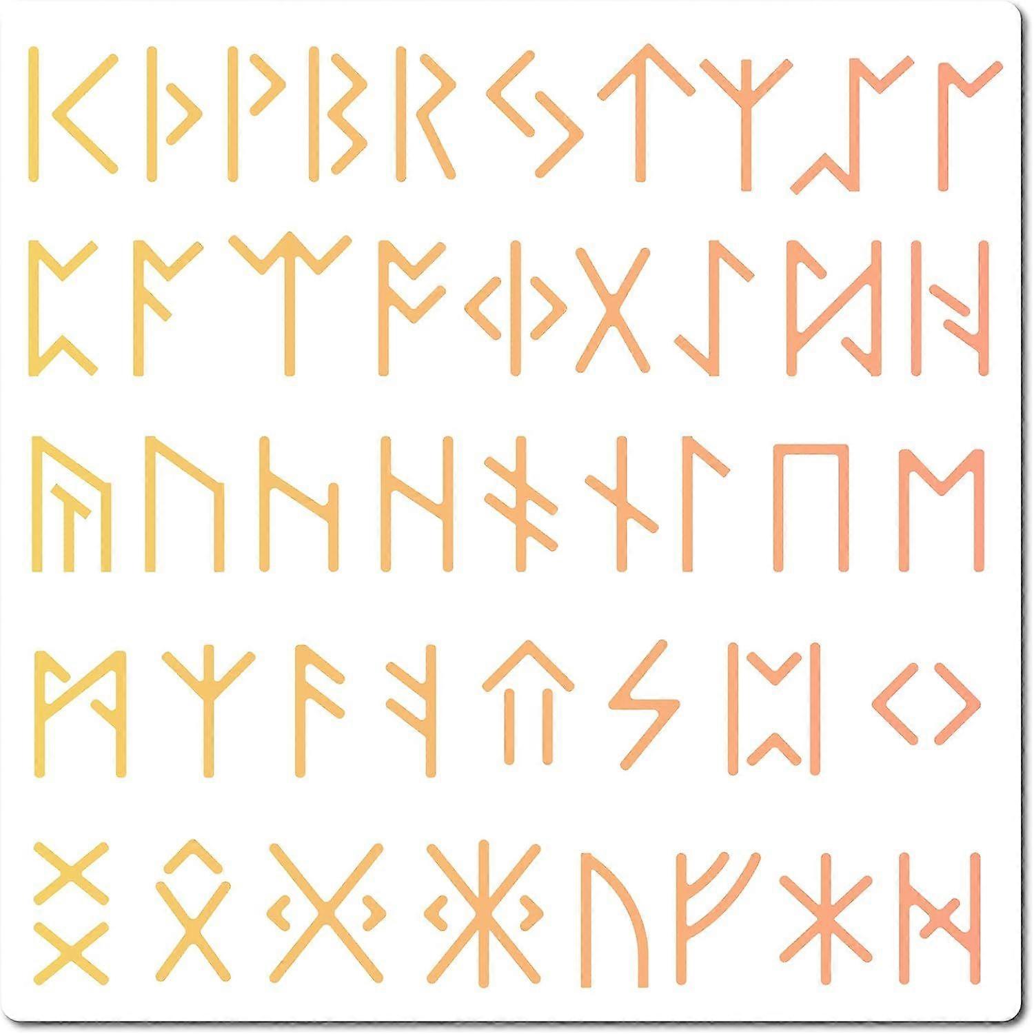12"X12"Ancient Alphabet Stencil Elder Templates Reusable Plastic Drawing Painting Stencils Template for Painting on Card Wall Fabric Tile Canvas Craft