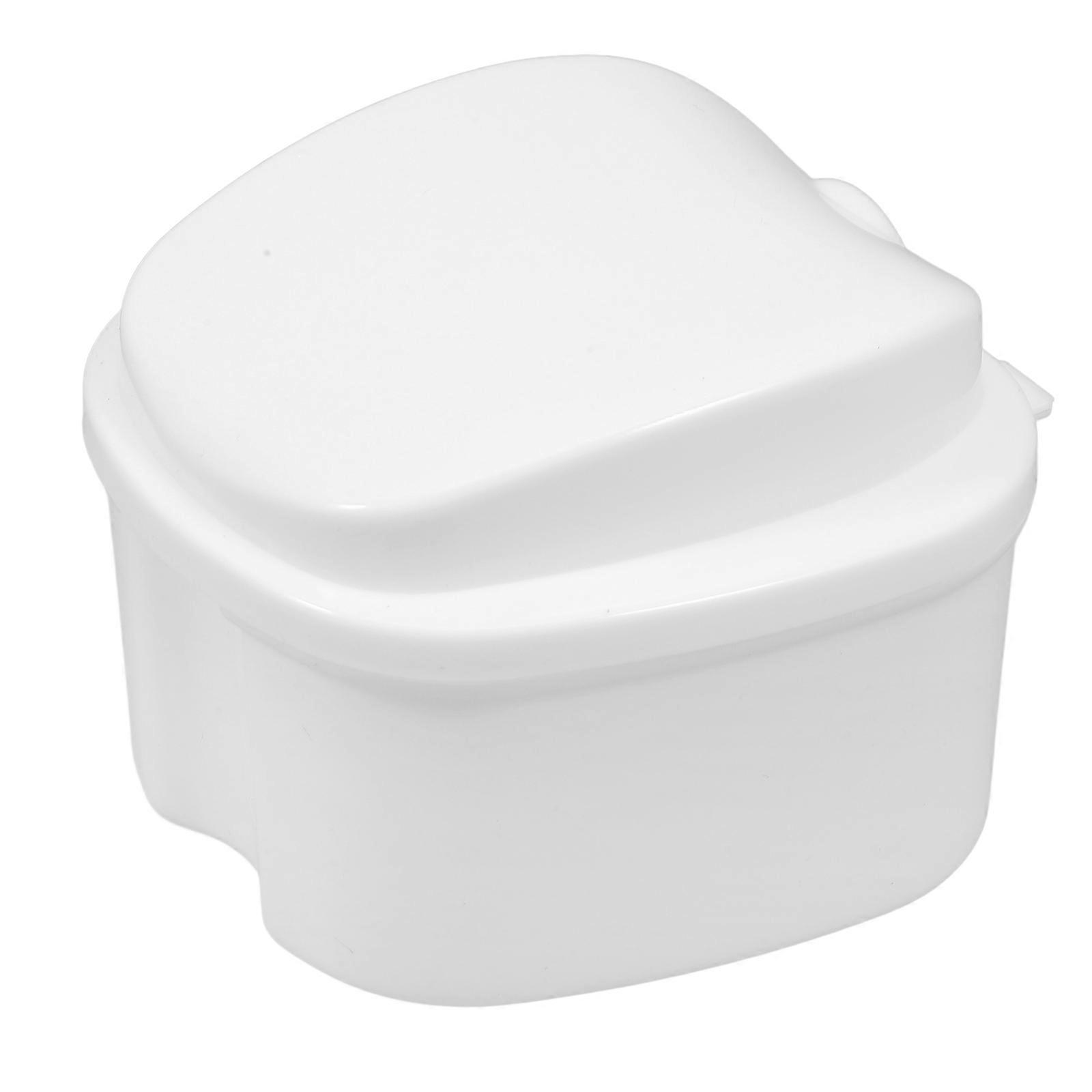 False Teeth Storage Box for Denture Care with Filter White