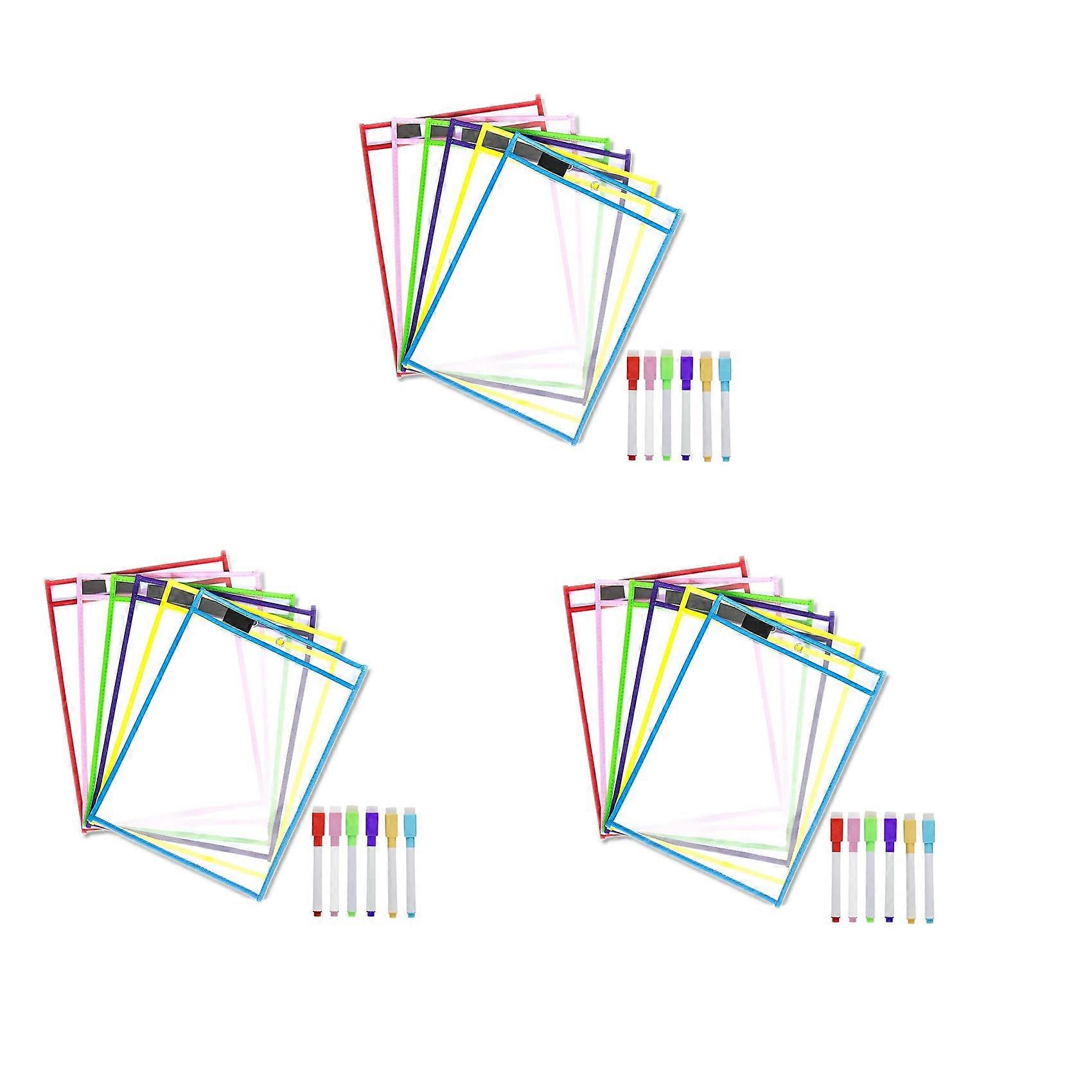 Reusable Dry Erase Pockets, 18 Pack Reusable Dry Erase Sleeves, Assorted Colors Sheet Protector