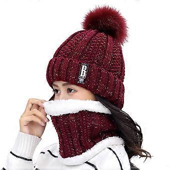 Beanie Scarf Knitted Warm Woolen Yarn Elasticity Sweet Hat For Cycling