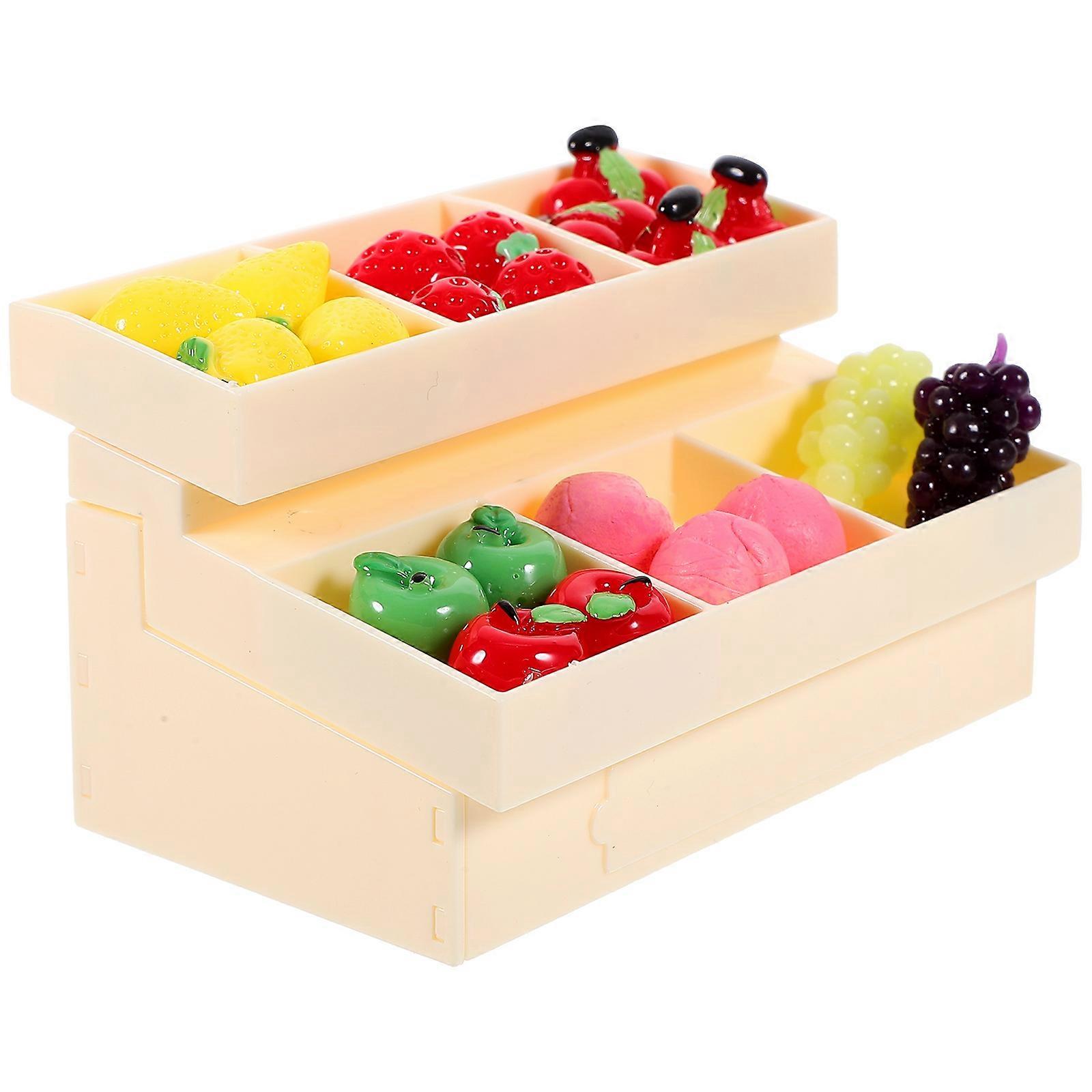 Mini Vegetable Rack Stall Model for Decoration 1Set with Mini Fruit Display