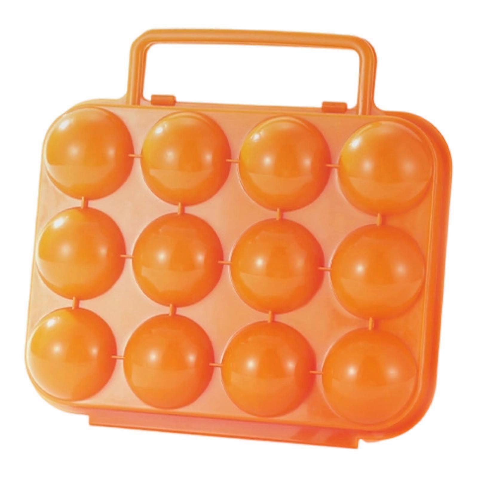 Camping Egg Holder 12 Grid with Handle, Durable Egg Storage Box for Outdoor Camping, Orange