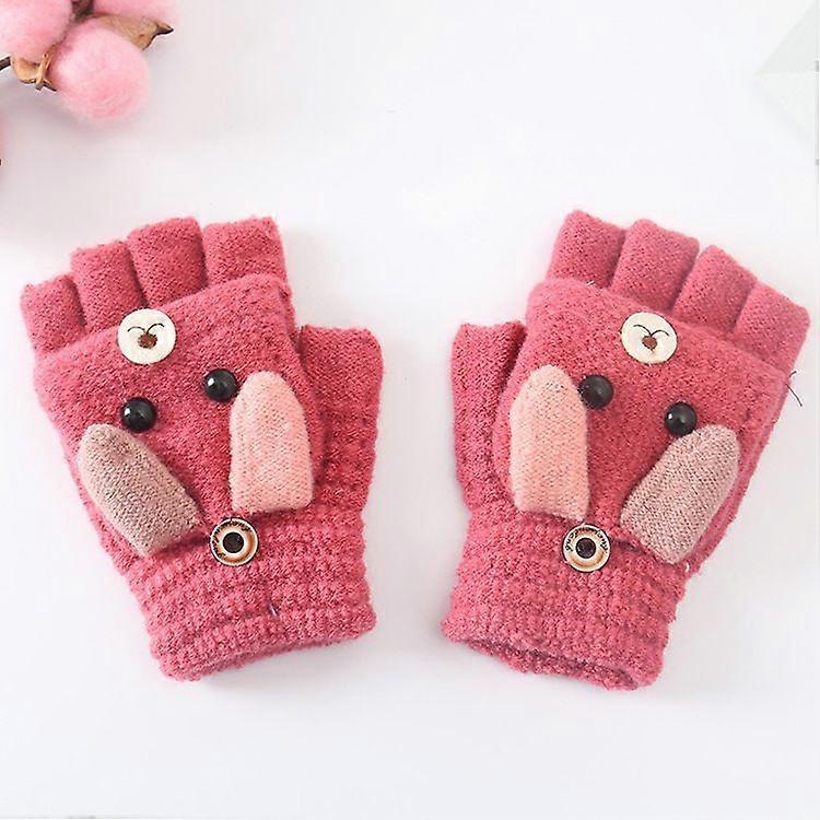 Children's detachable flap knitted gloves, winter gloves