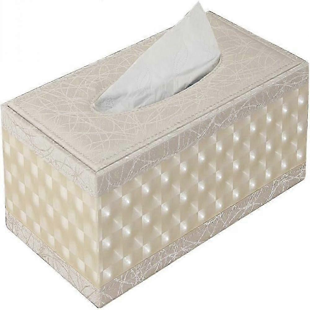 KingFom Modern Beige Leather Tissue Box