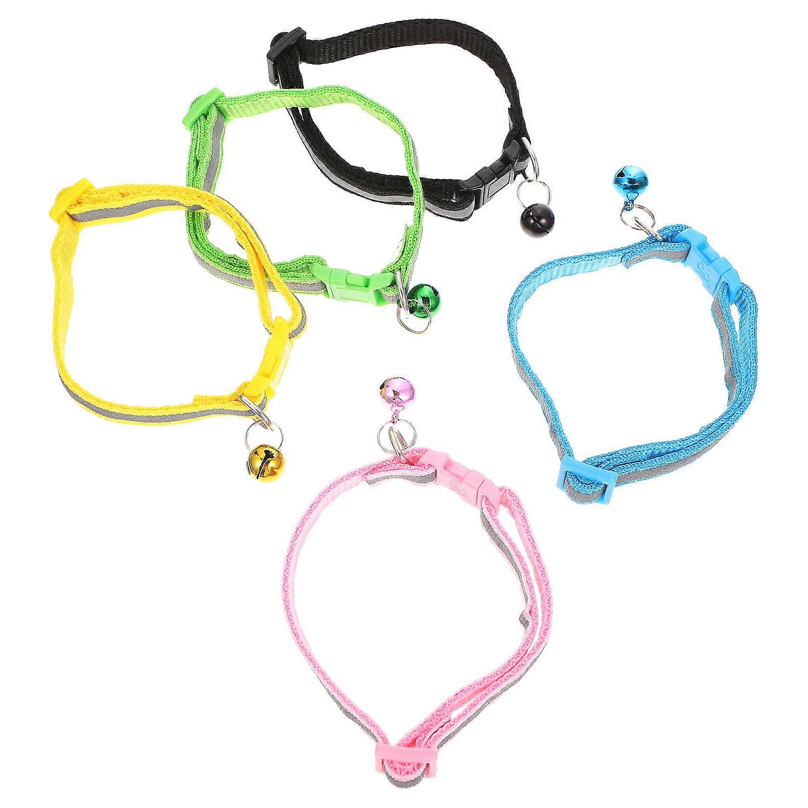 Reflective Cat Collars Adjustable Cat Collar with Bells 5Pcs Pack