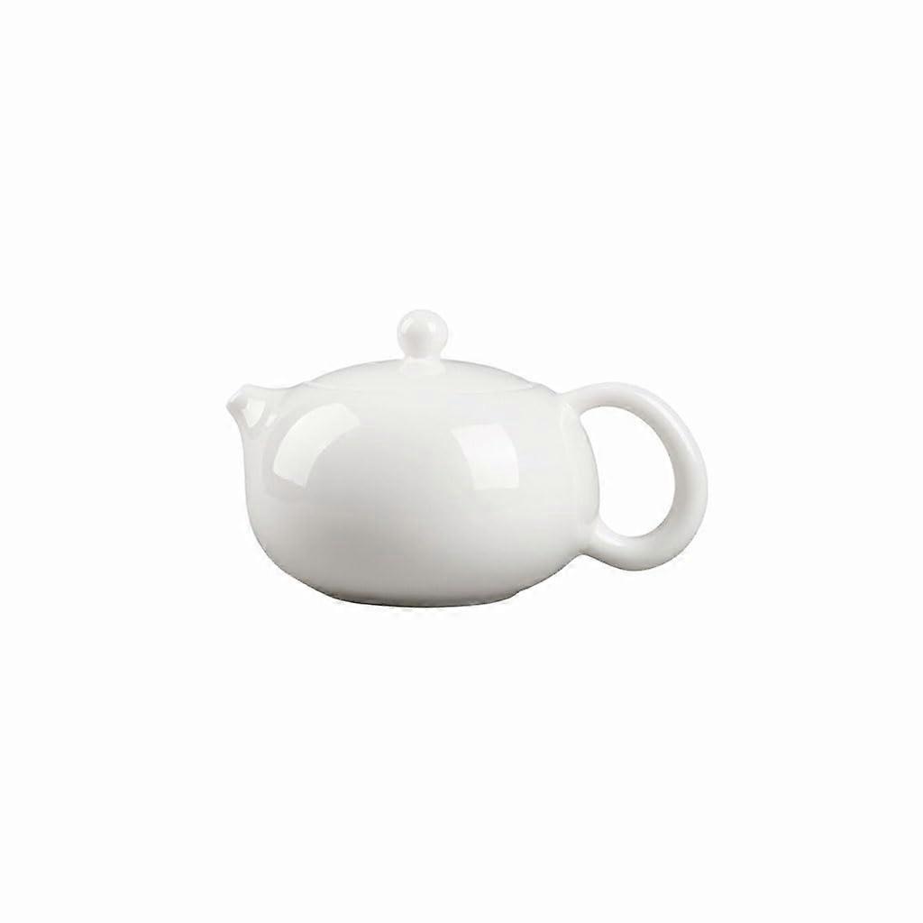 White Ceramic Tea Kettle with Ergonomic Handle and Builtin Filter 250ml Small Teapot