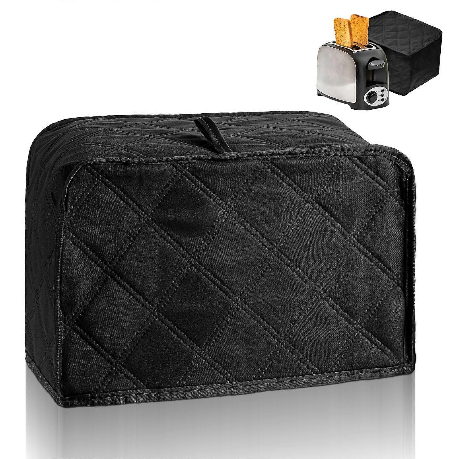 Quilted Toaster Cover for 2 and 4 Slice, Dustproof Appliance Protector Black