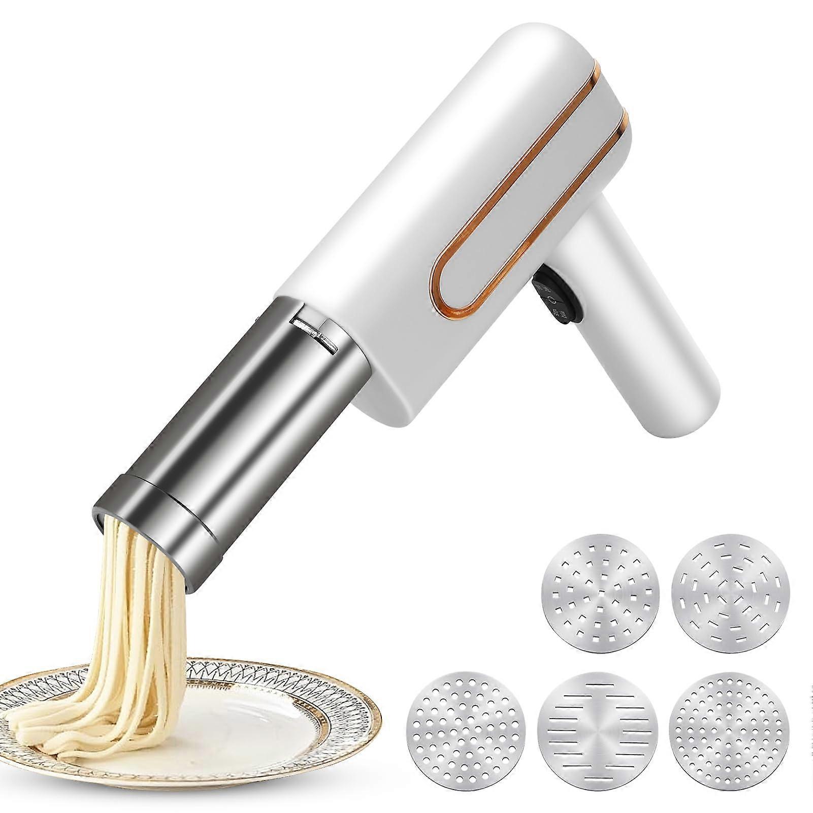 Cordless Electric Pasta Maker with 5 Shape Molds, USB Rechargeable Noodle Maker and Cutter