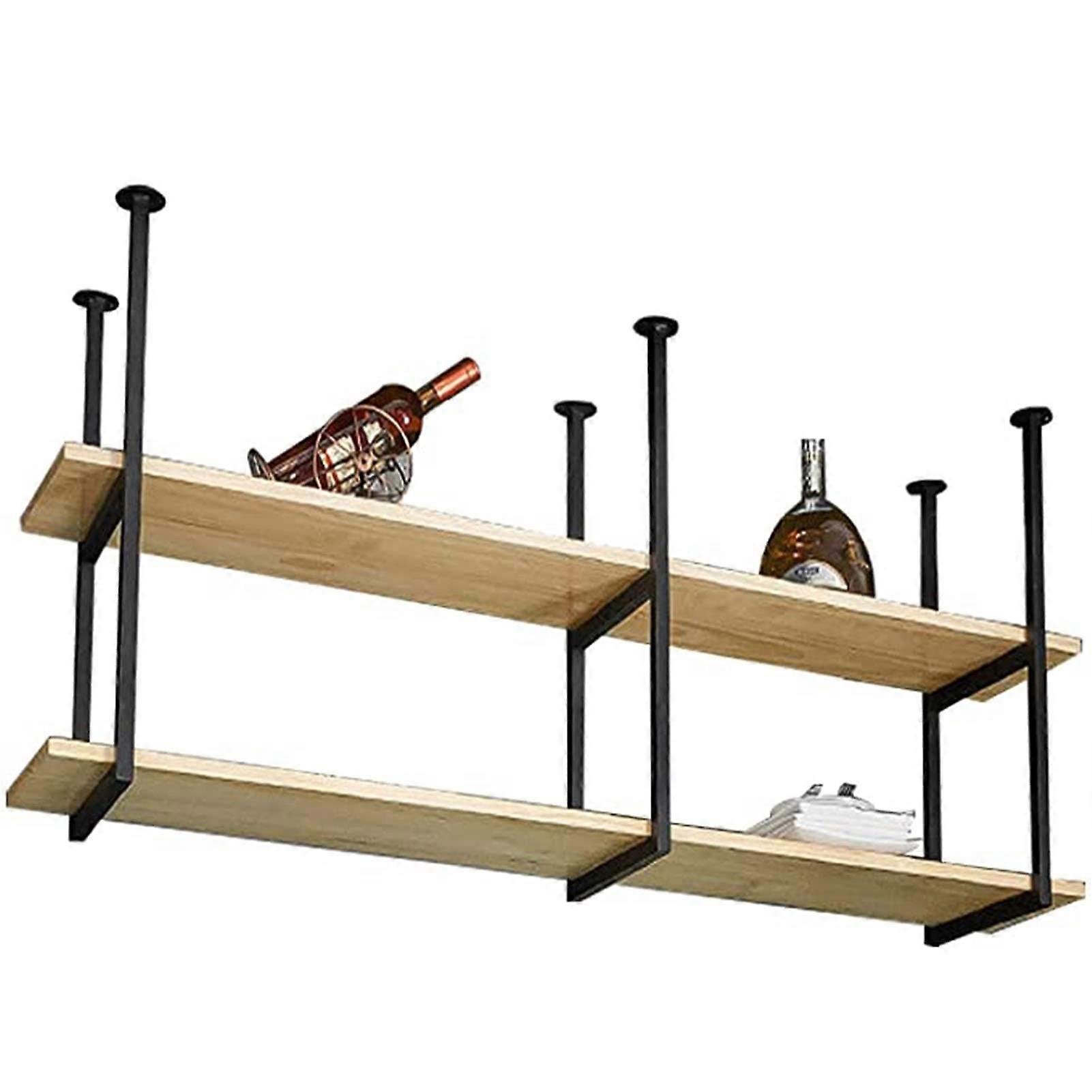 Hanging Ceiling Shelf Rustic Floating Wood Storage 80x30x60cm for Kitchen Bar Garage