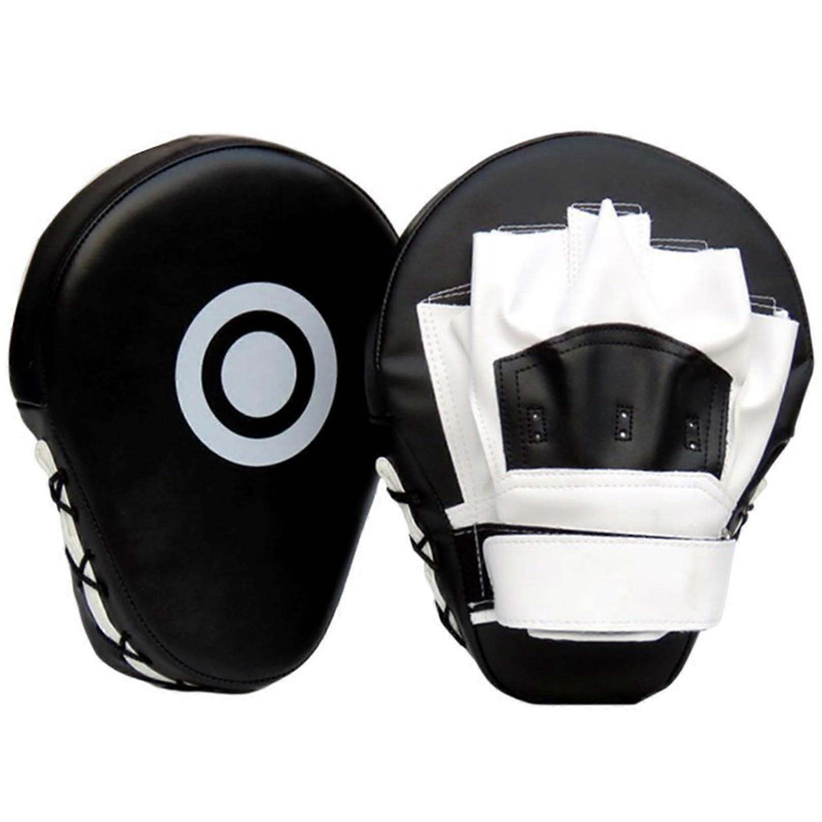 2Pcs PU Leather Boxing Mitts with Adjustable Strap, Lightweight Curved Punching Mitts for Training