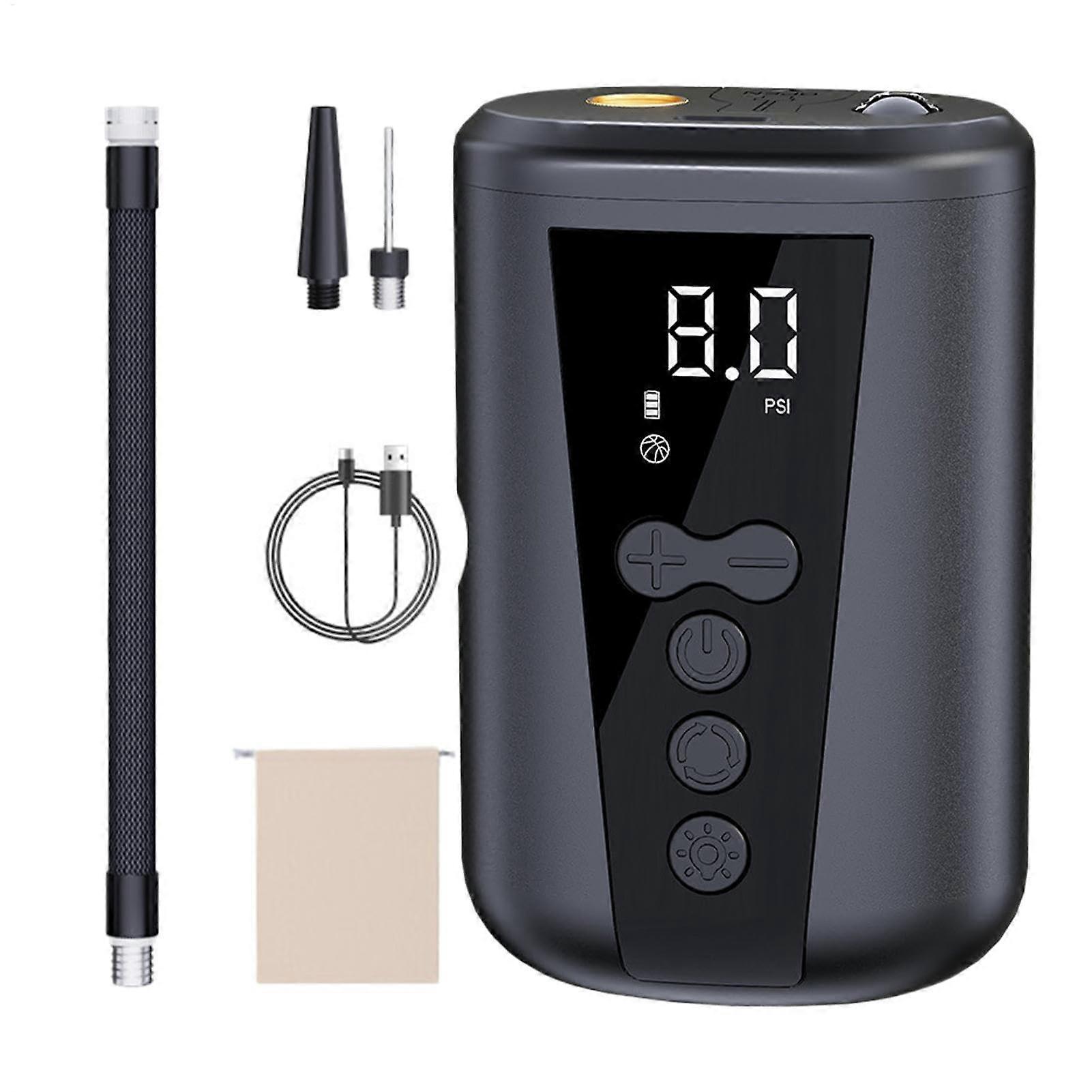 Electric Ball Pump with LCD Display, Smart Pressure Control, Fast Inflation, LED Light, 2 Needles