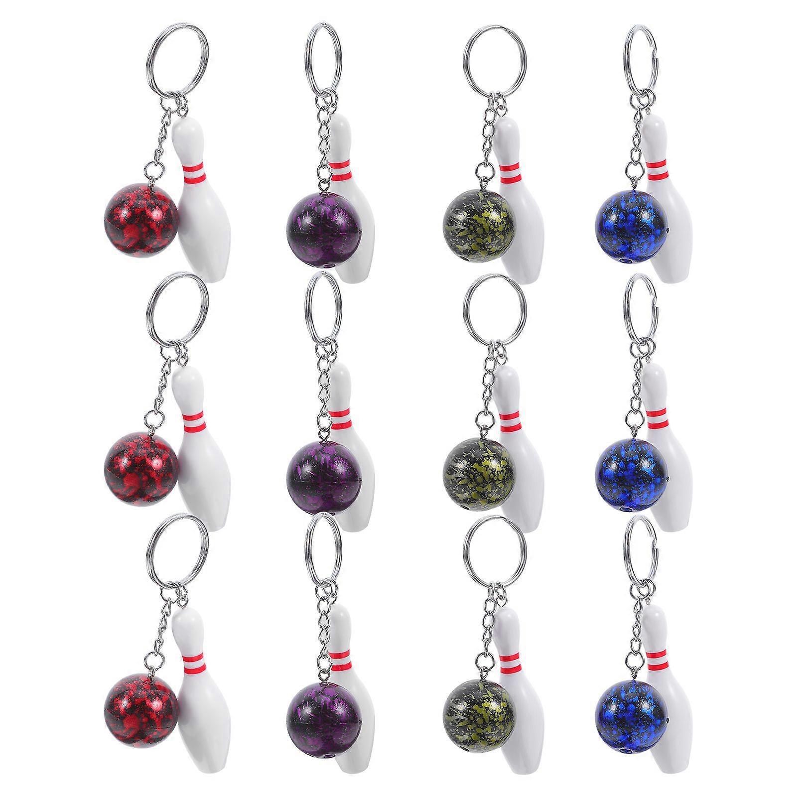 12Pcs Decorative Bowling Keychains Bag Backpack Hanging Keychains Decors Small Bowling Keychains