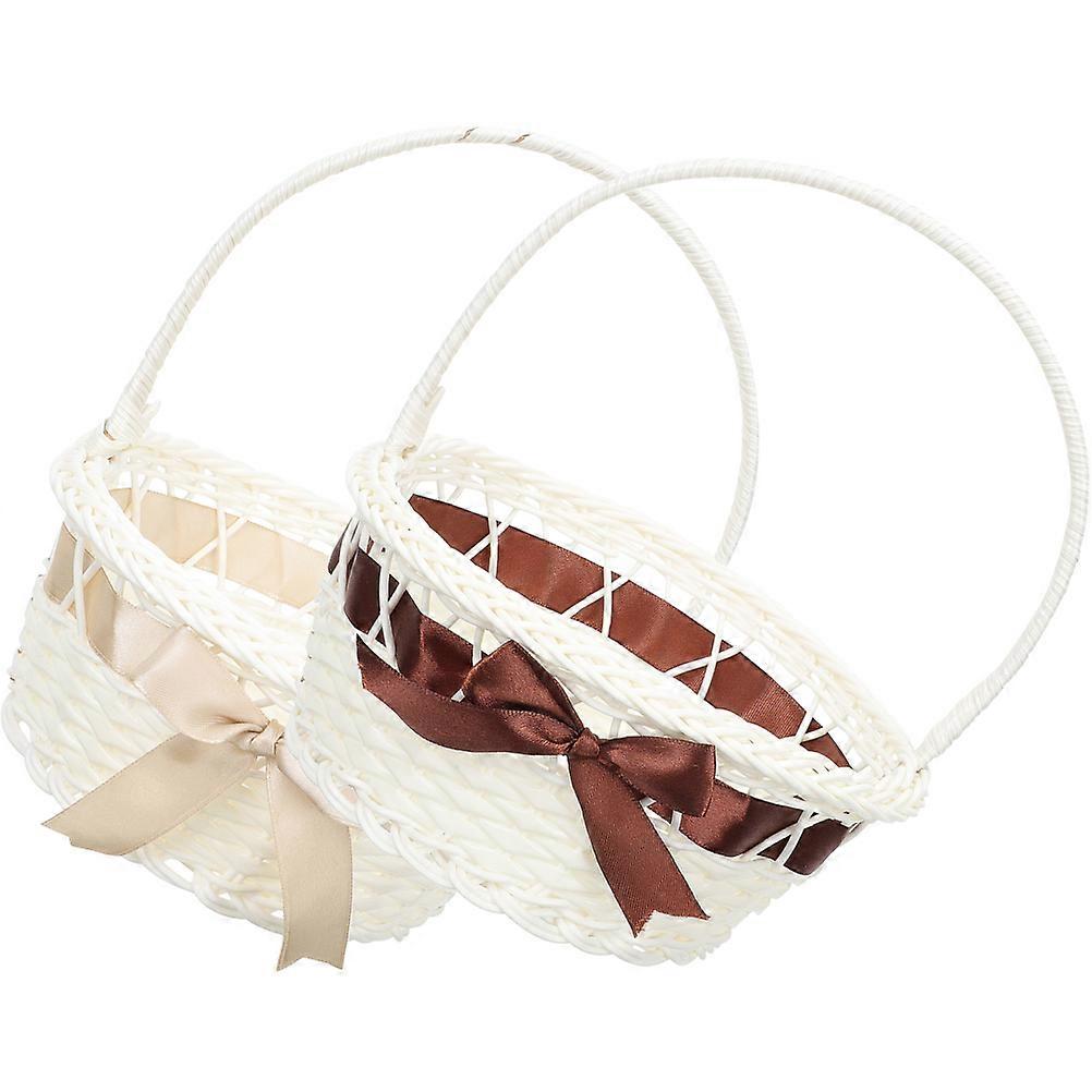 Flower Basket Woven Wedding Candy Bin For Easter Home Decoration Assorted Color 2Pcs