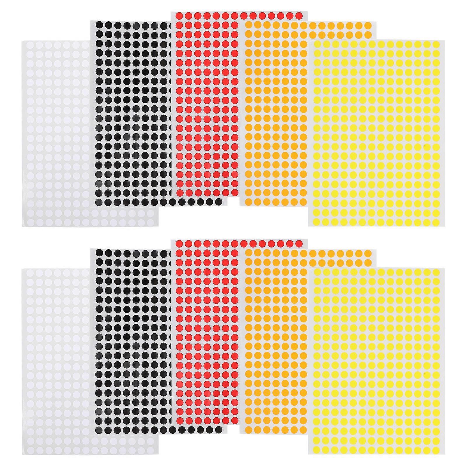 Colored Dot Stickers Paper Adhesive Circle Stickers for Decor 10 Sheets