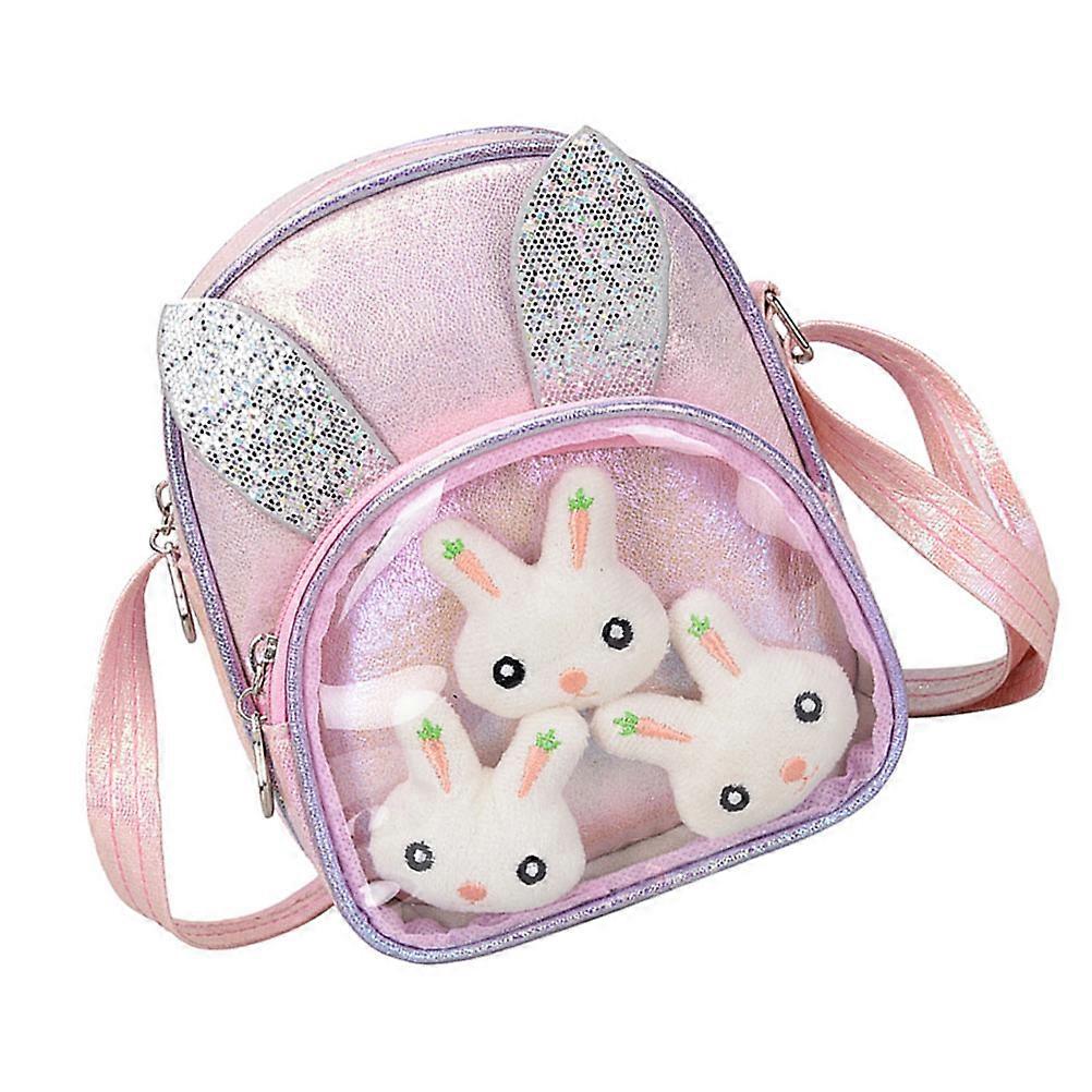 Cartoon Bunny Model Sling Bag for Storage Zipper Closure