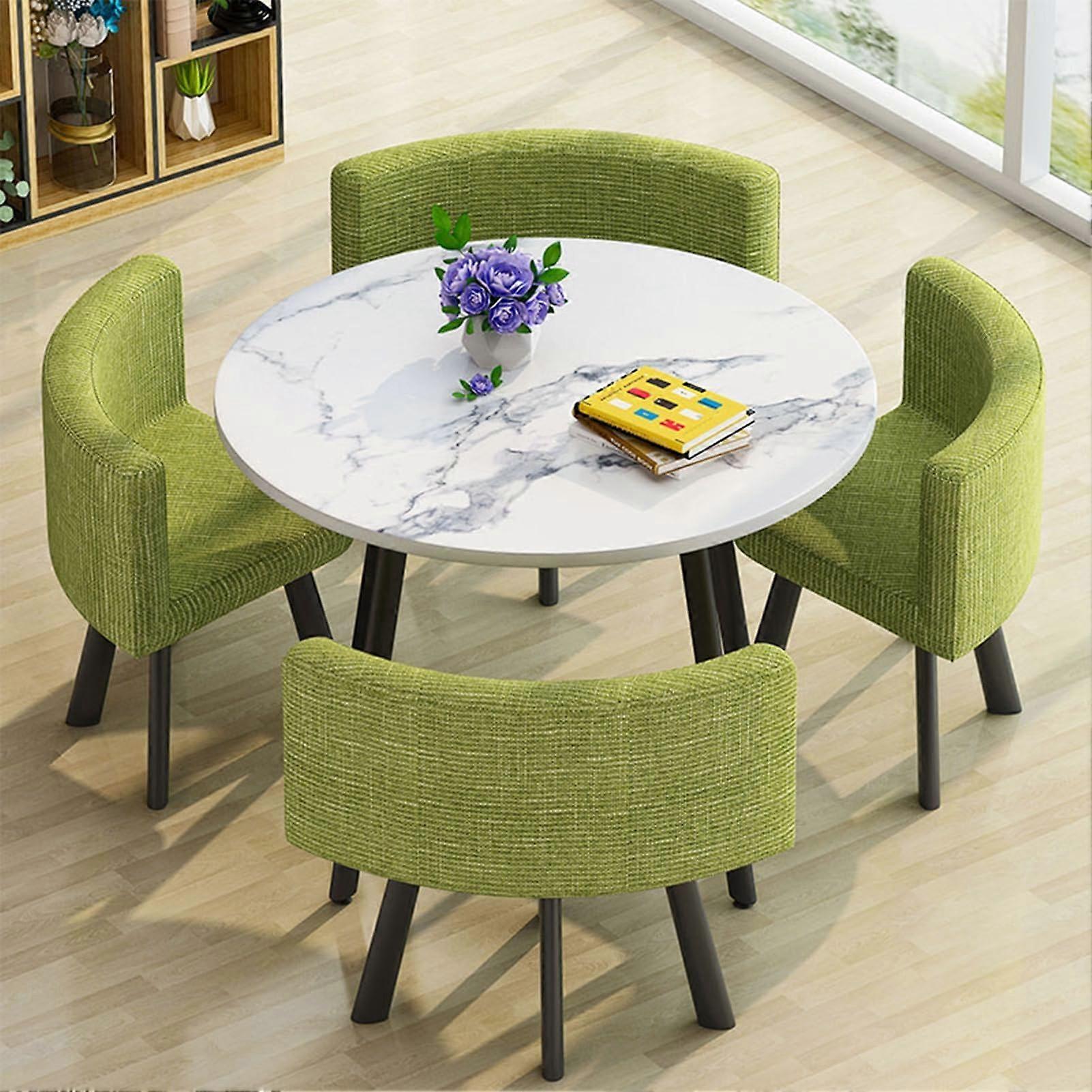 Round Table and Chairs Set with SpaceSaving Design for Office Reception or Small Apartment Dining