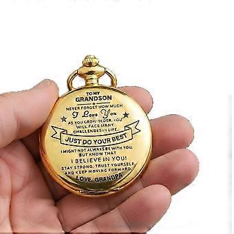 Just Do Your Best Pocket Watch - Gift for Son Grandson from Mom Dad Grandpa Grandma with Message, Sentimental Gifts for Graduation, Birthday, Christma